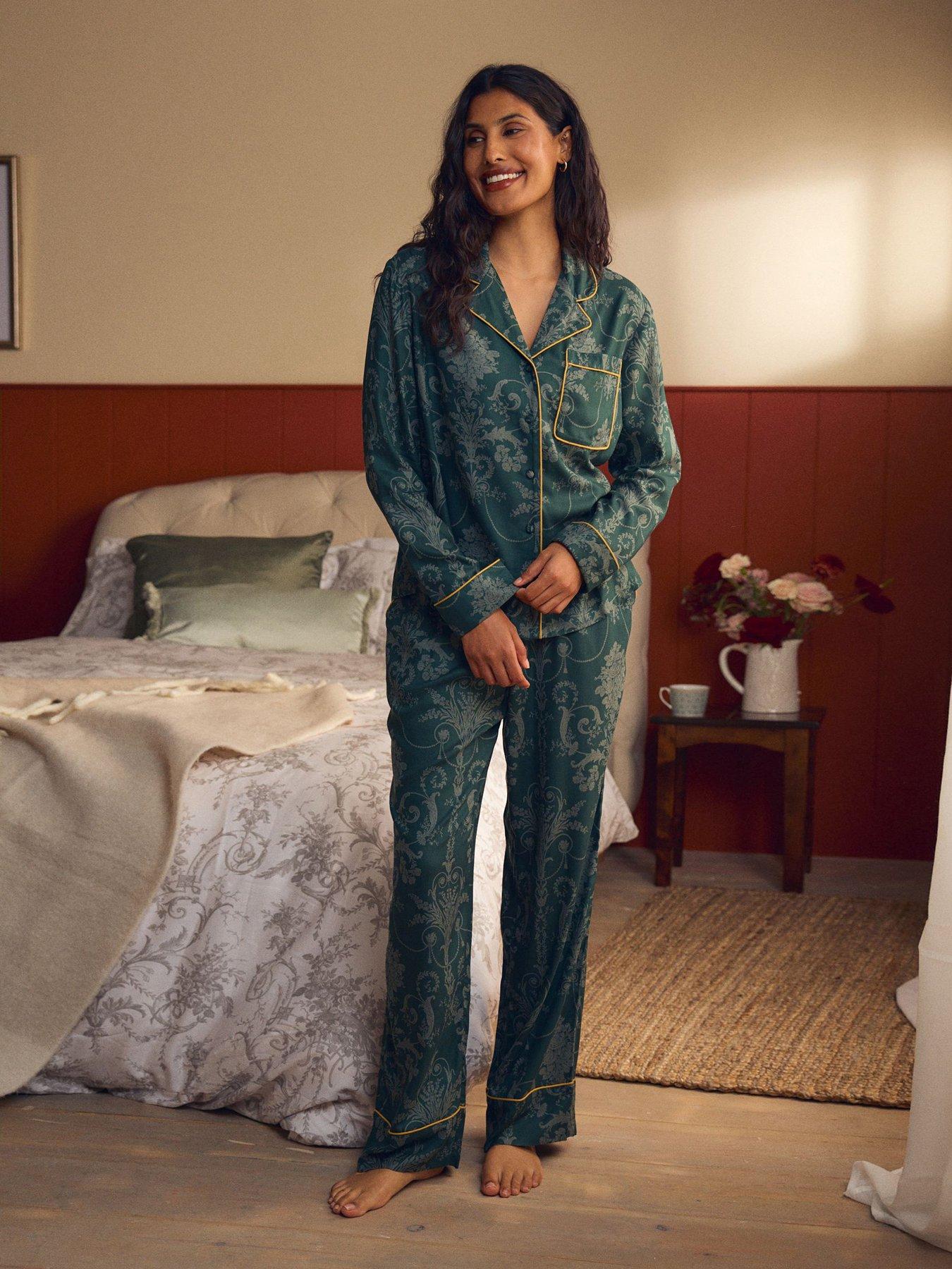 laura-ashley-emerald-green-josette-button-through-pjs-black