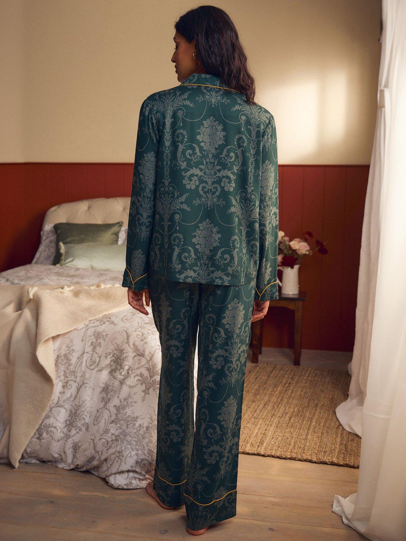 laura-ashley-emerald-green-josette-button-through-pjs-blackstillFront