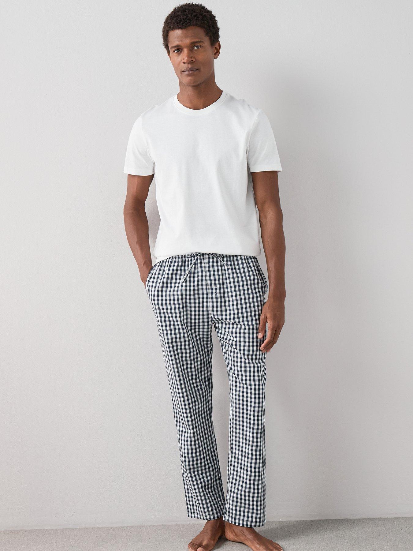 Image 2 of 7 of The Very Collection 2 Pack Pure Cotton Stripe &amp; Check Pyjama Bottoms - Navy