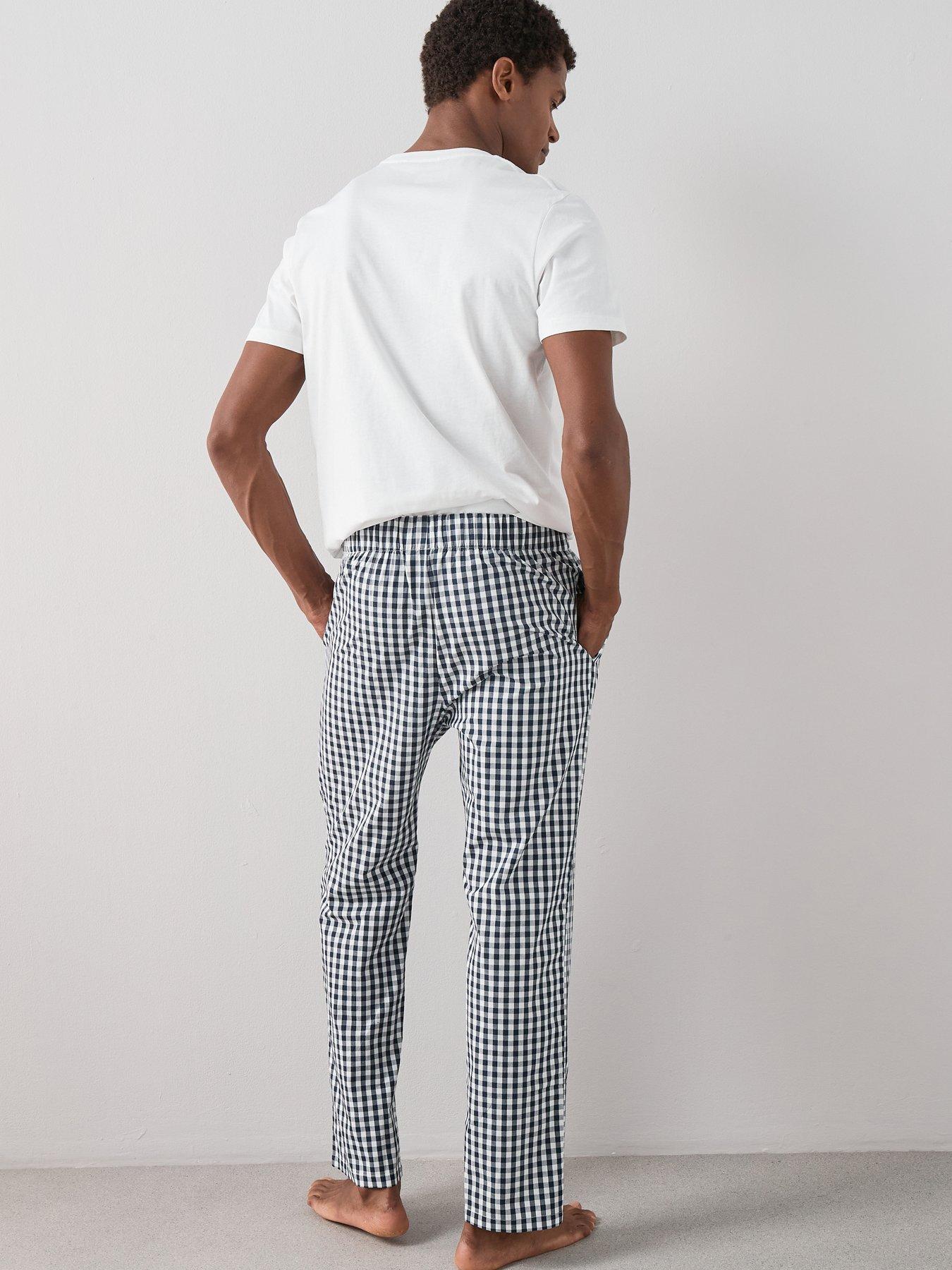 Image 3 of 7 of The Very Collection 2 Pack Pure Cotton Stripe &amp; Check Pyjama Bottoms - Navy
