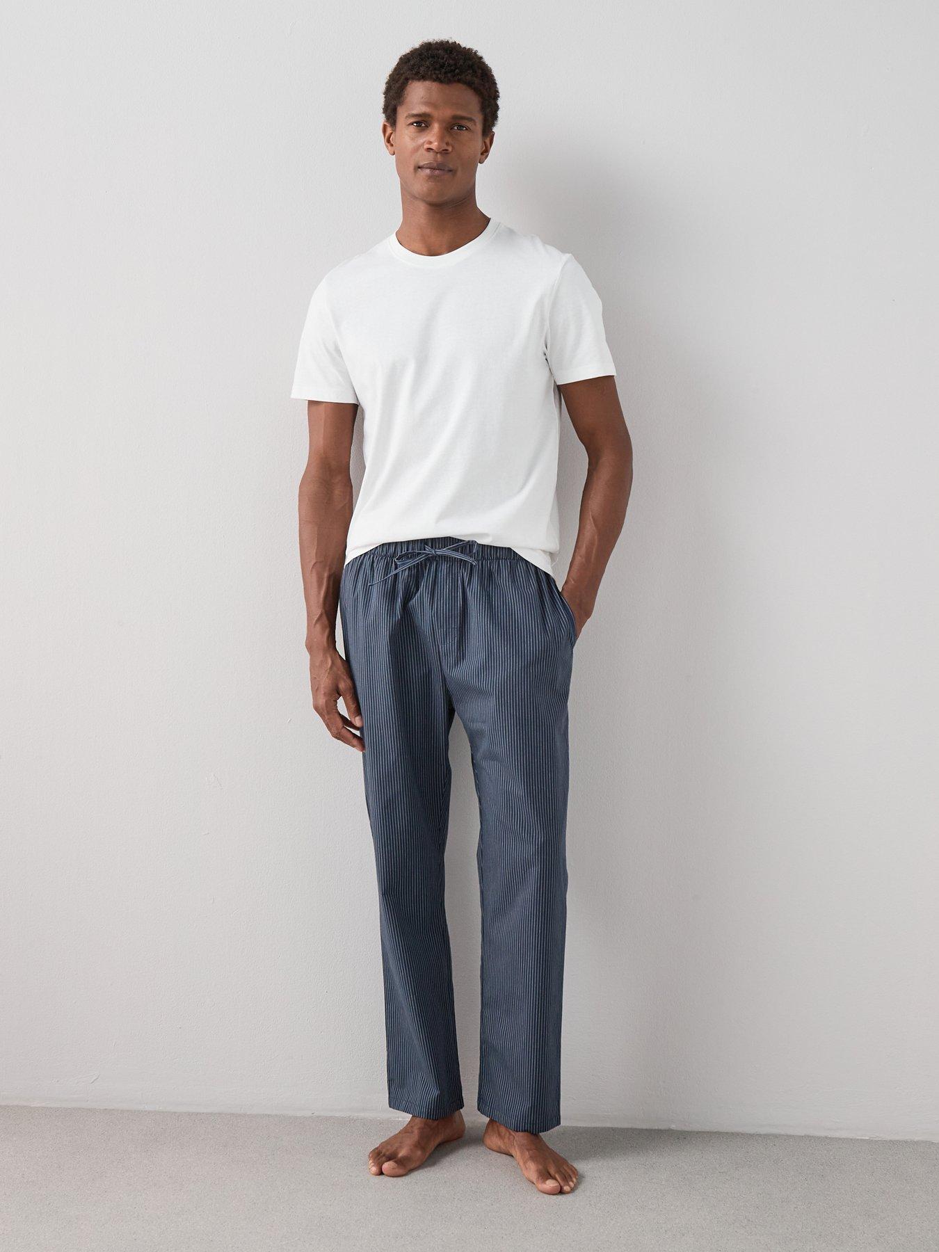 Image 4 of 7 of The Very Collection 2 Pack Pure Cotton Stripe &amp; Check Pyjama Bottoms - Navy