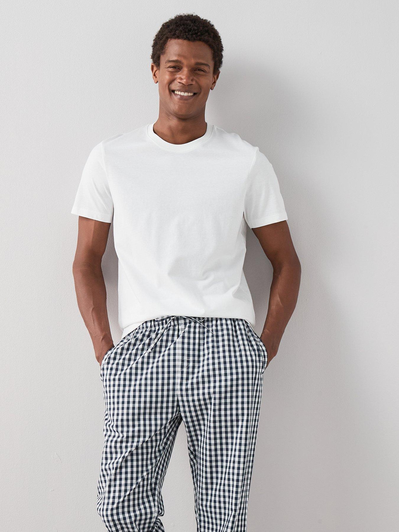 Image 5 of 7 of The Very Collection 2 Pack Pure Cotton Stripe &amp; Check Pyjama Bottoms - Navy