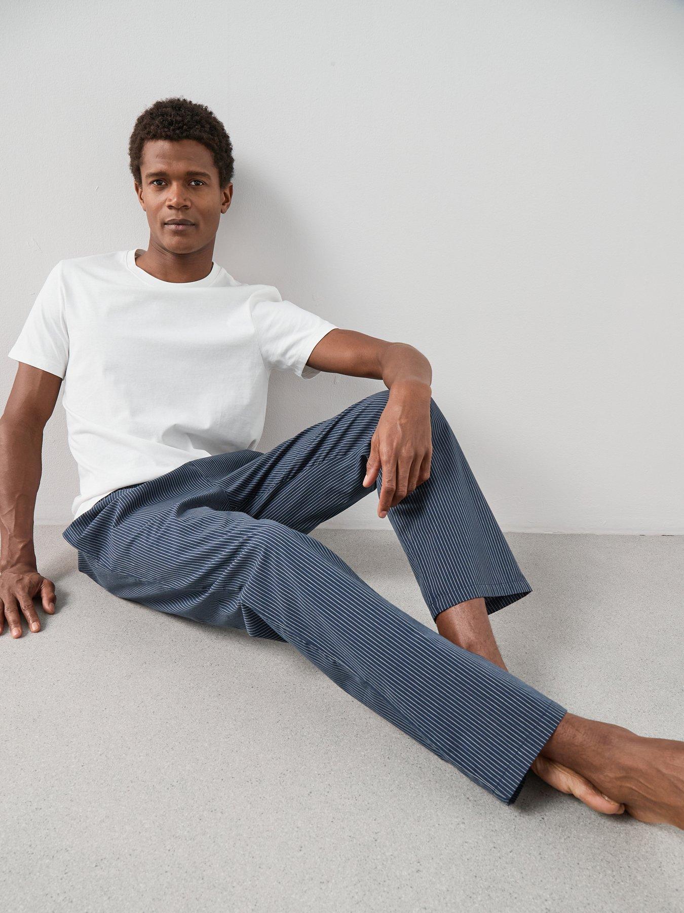 Image 6 of 7 of The Very Collection 2 Pack Pure Cotton Stripe &amp; Check Pyjama Bottoms - Navy