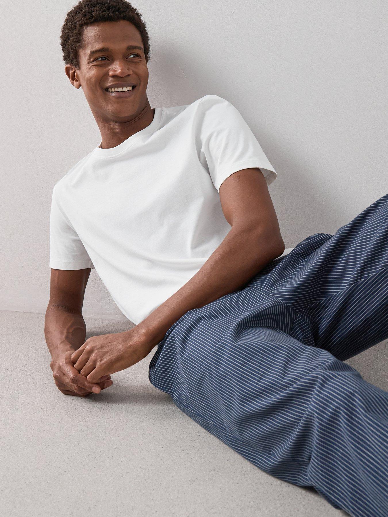 Image 7 of 7 of The Very Collection 2 Pack Pure Cotton Stripe &amp; Check Pyjama Bottoms - Navy
