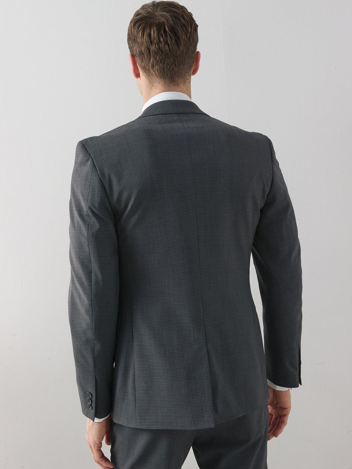 Image 2 of 6 of The Very Collection Wool Blend Micro Check Suit Jacket - Charcoal