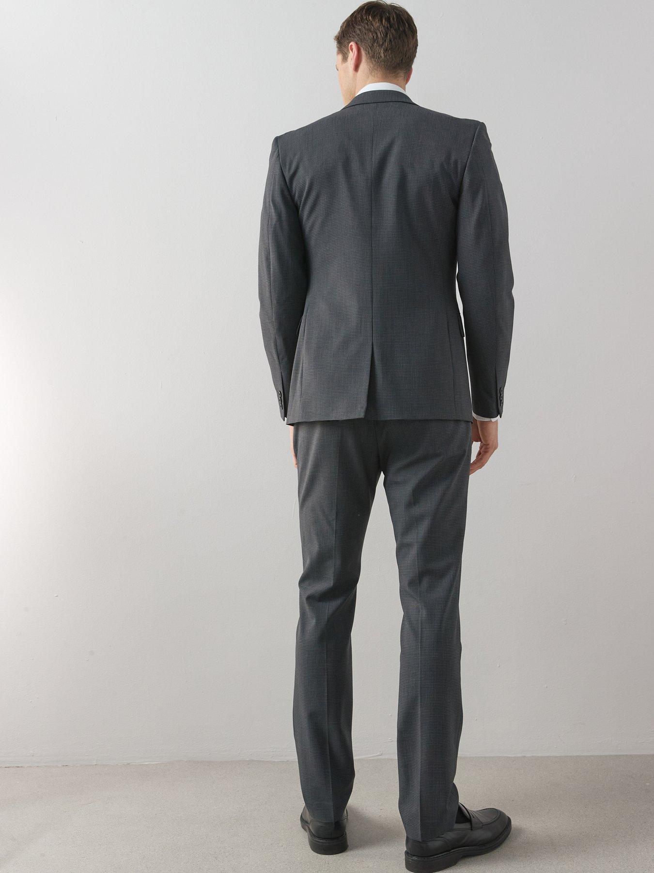 Image 5 of 6 of The Very Collection Wool Blend Micro Check Suit Jacket - Charcoal