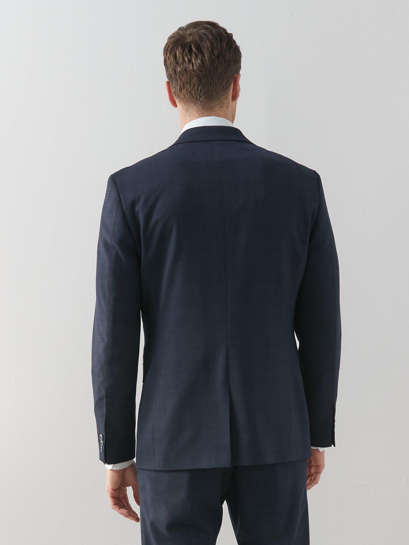 Image 2 of 6 of The Very Collection Wool Blend Checked Suit Jacket - Navy