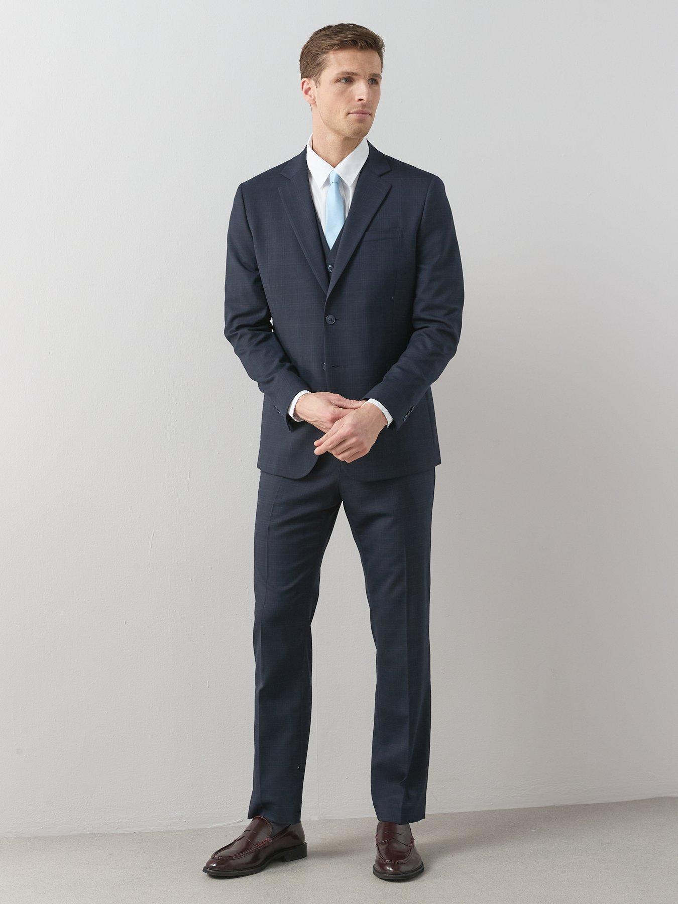 Image 3 of 6 of The Very Collection Wool Blend Checked Suit Jacket - Navy