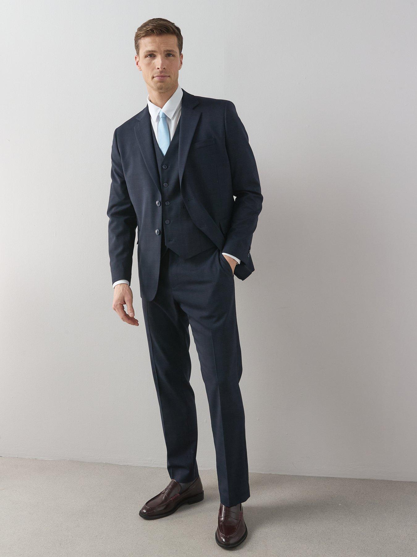 Image 4 of 6 of The Very Collection Wool Blend Checked Suit Jacket - Navy