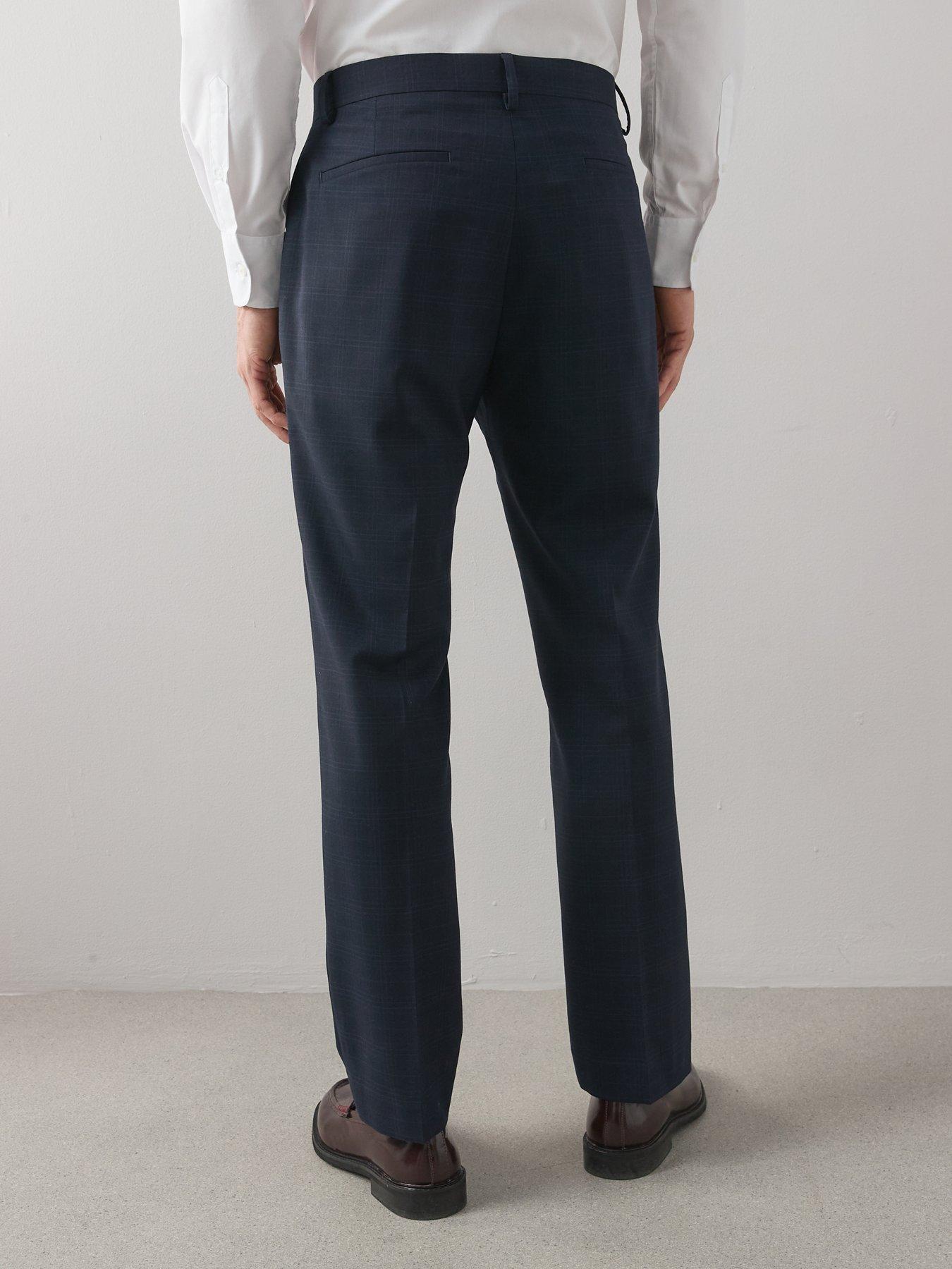 Image 2 of 6 of The Very Collection Wool Blend Checked Suit Trouser - Navy