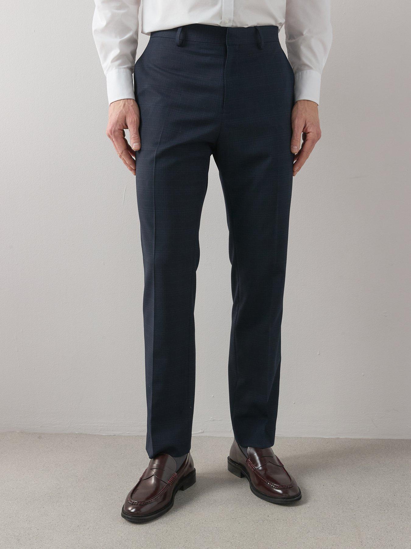 Image 4 of 6 of The Very Collection Wool Blend Checked Suit Trouser - Navy