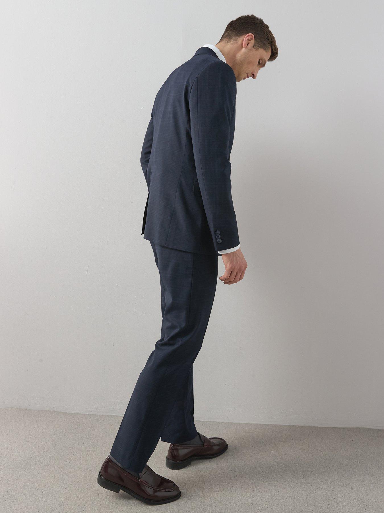 Image 6 of 6 of The Very Collection Wool Blend Checked Suit Trouser - Navy