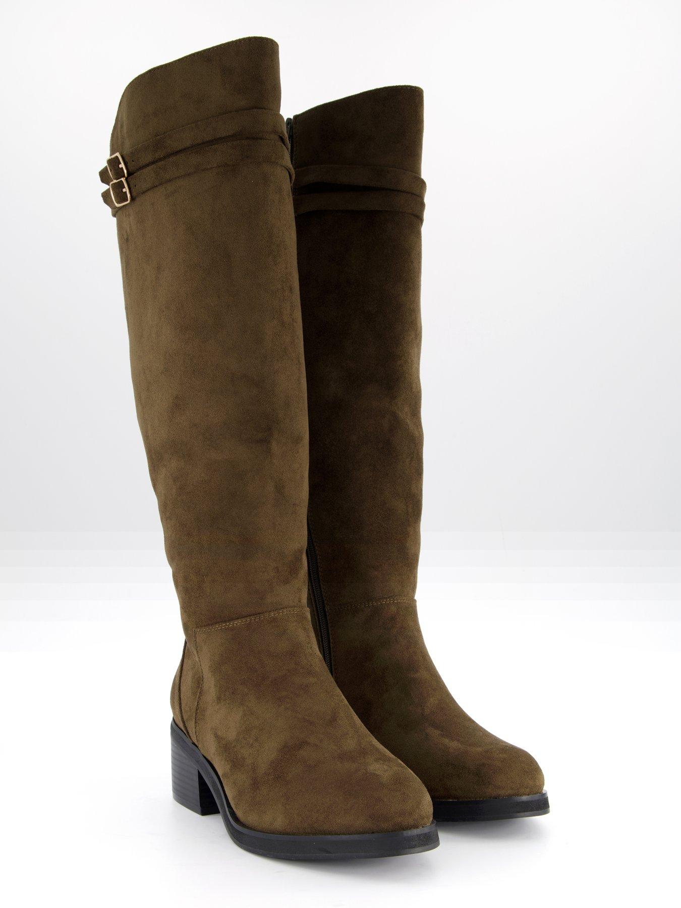 Image 6 of 7 of The Very Collection Wide Fit Block Heel Knee Boot With Wider Fitting Calf - Green