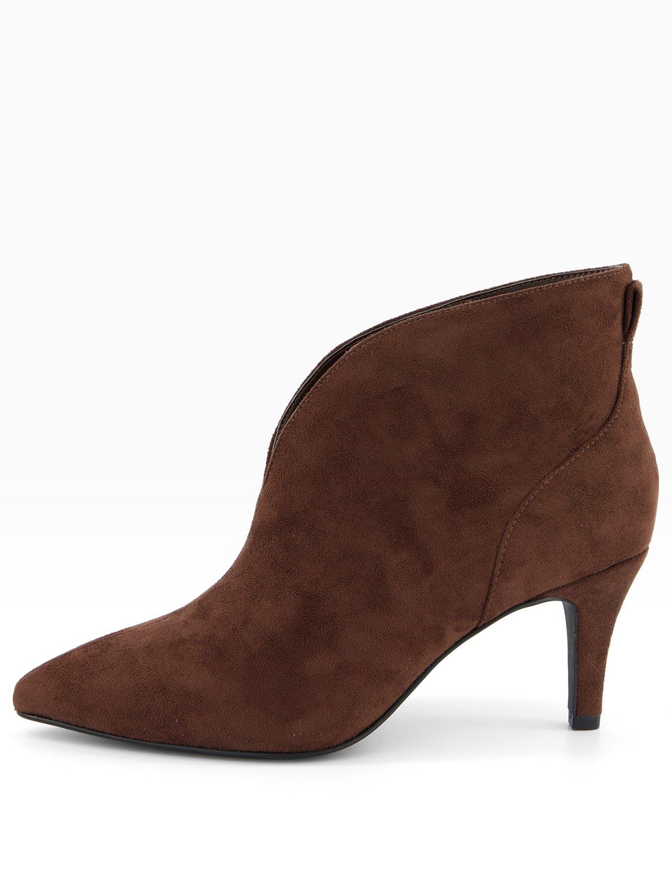 Image 2 of 7 of The Very Collection Wide Fit V Vamp Heeled Boot - Brown