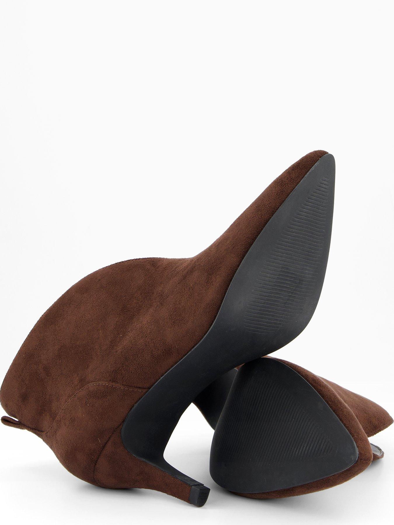 Image 4 of 7 of The Very Collection Wide Fit V Vamp Heeled Boot - Brown