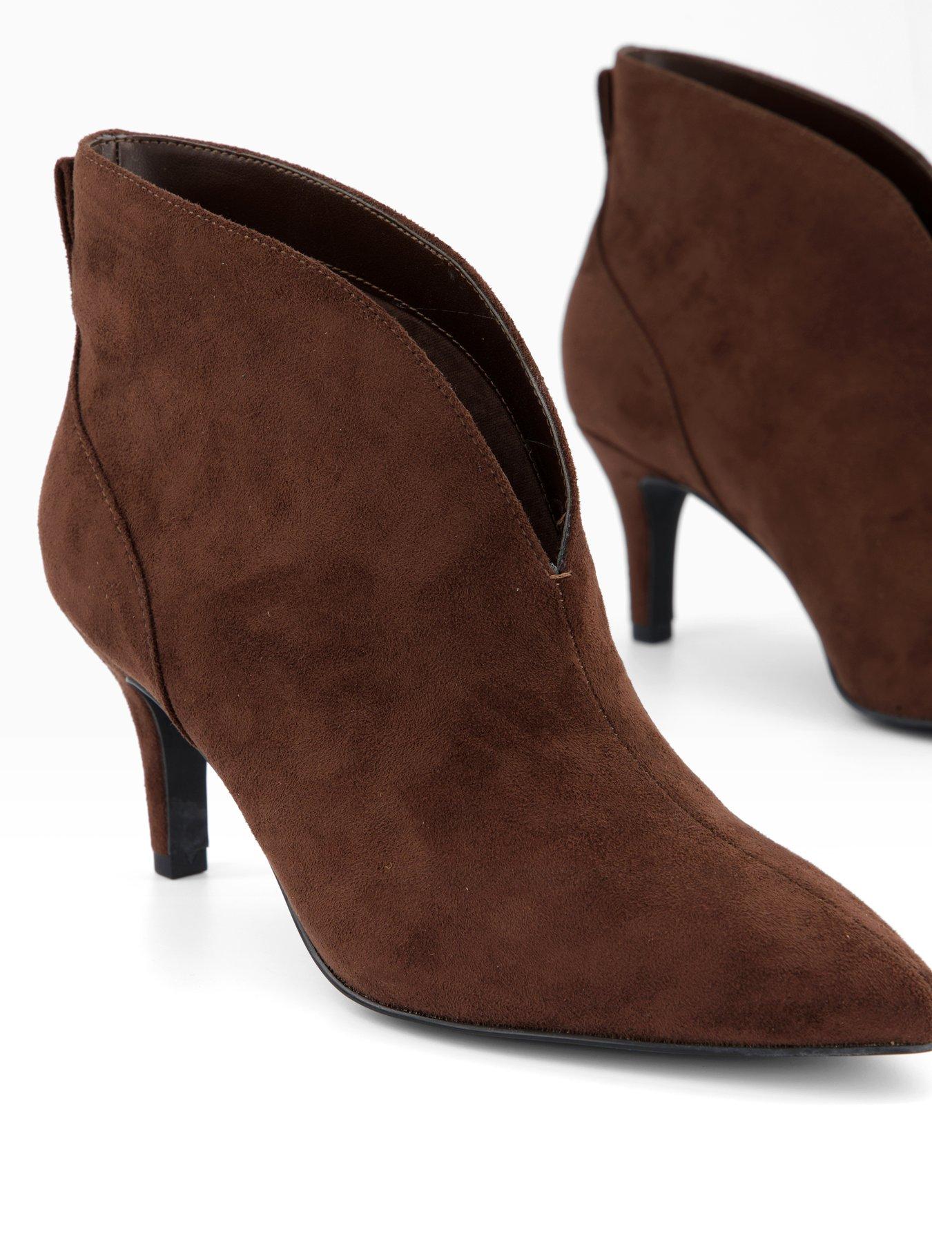 Image 5 of 7 of The Very Collection Wide Fit V Vamp Heeled Boot - Brown