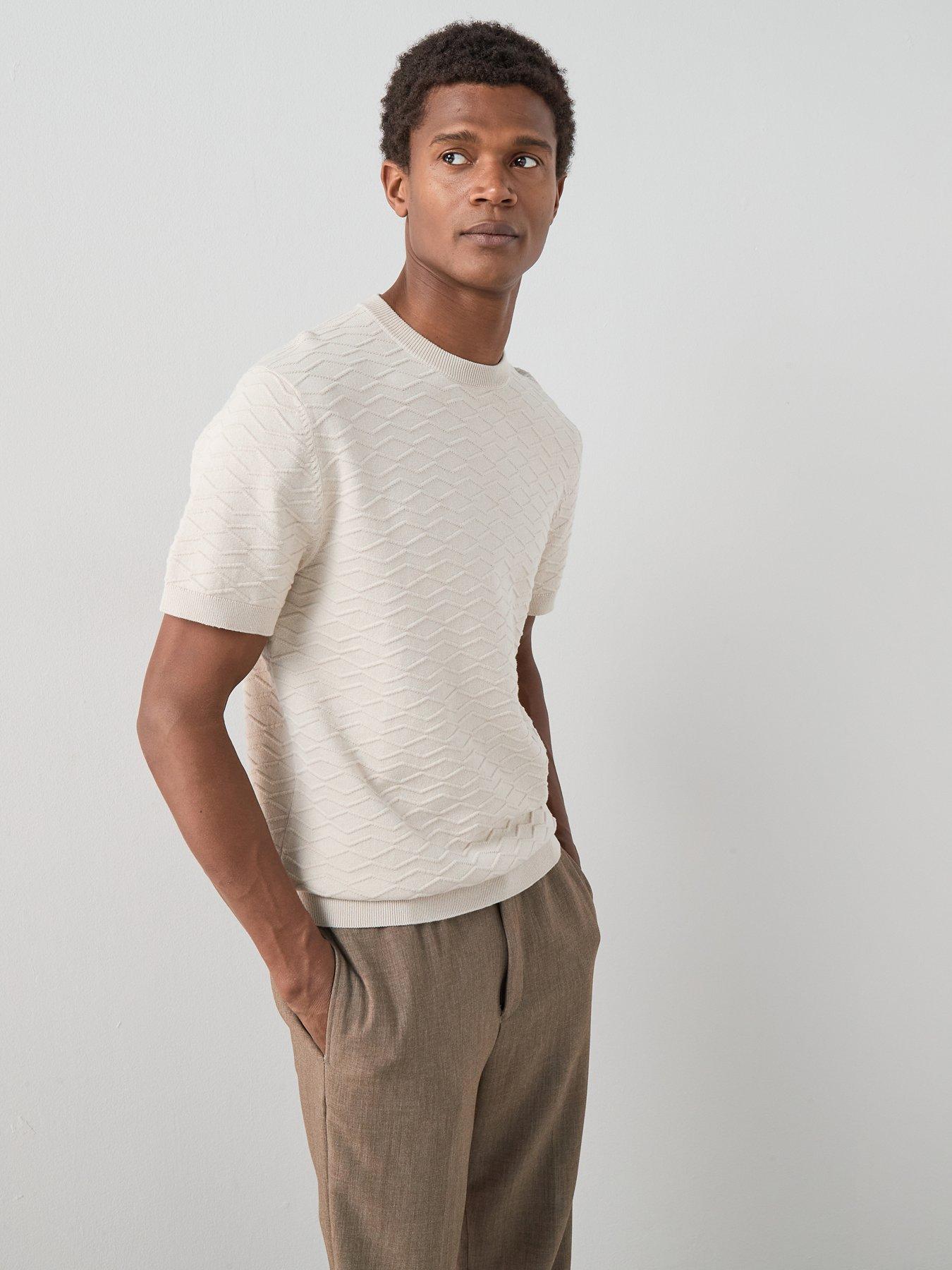 The Very Collection Short Sleeve Textured Knitted Tee - Beige