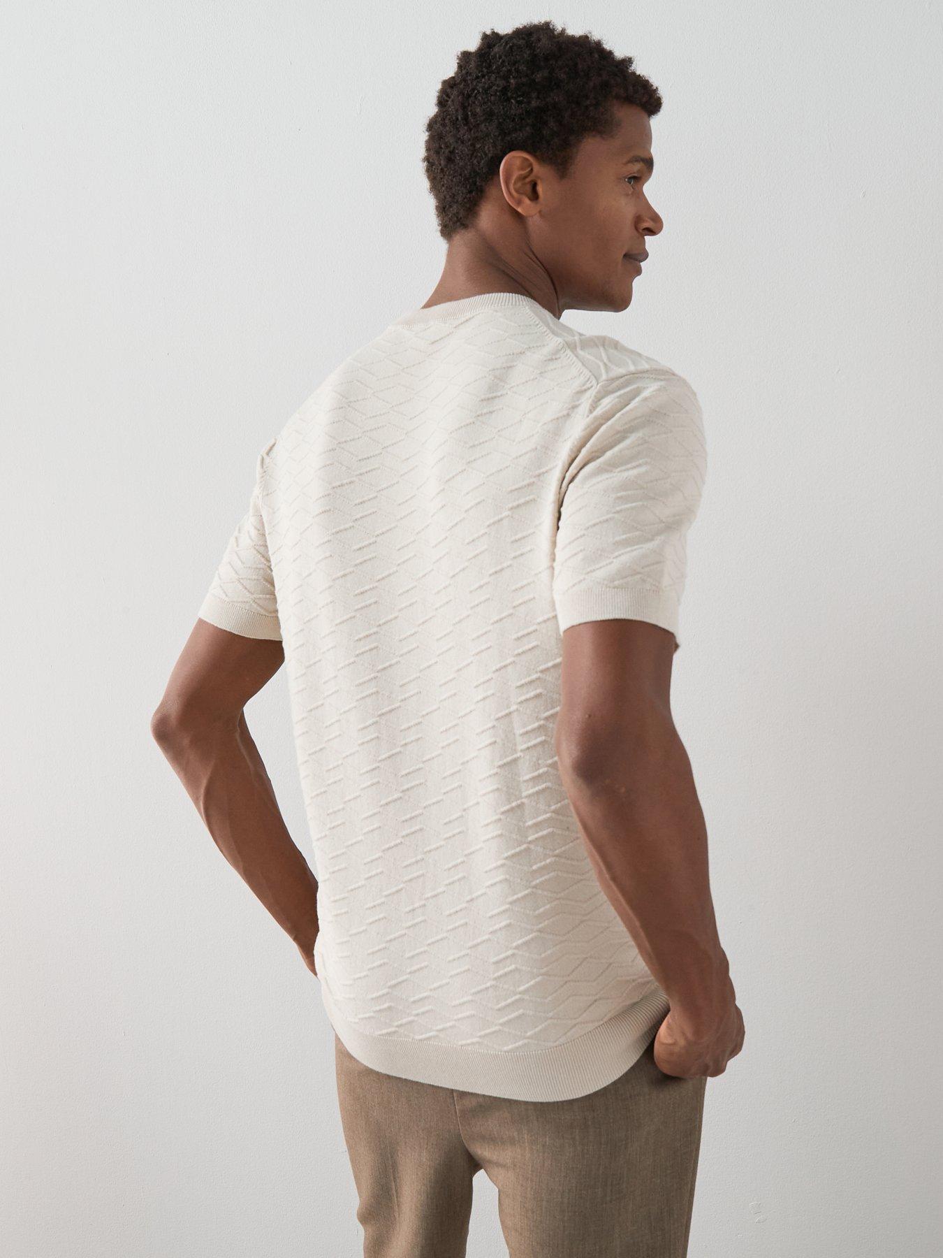 Image 2 of 7 of The Very Collection Short Sleeve Textured Knitted Tee - Beige
