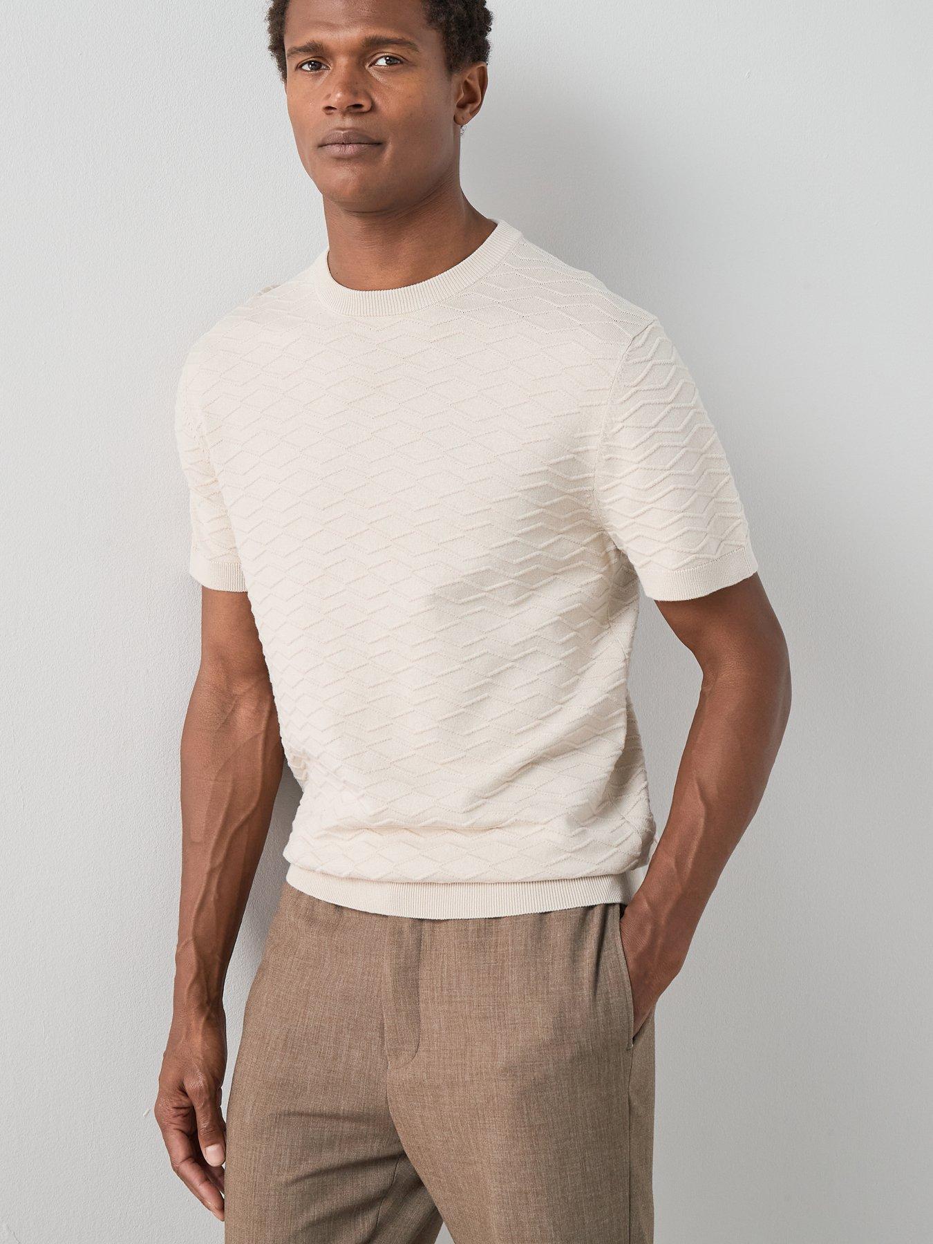 Image 4 of 7 of The Very Collection Short Sleeve Textured Knitted Tee - Beige