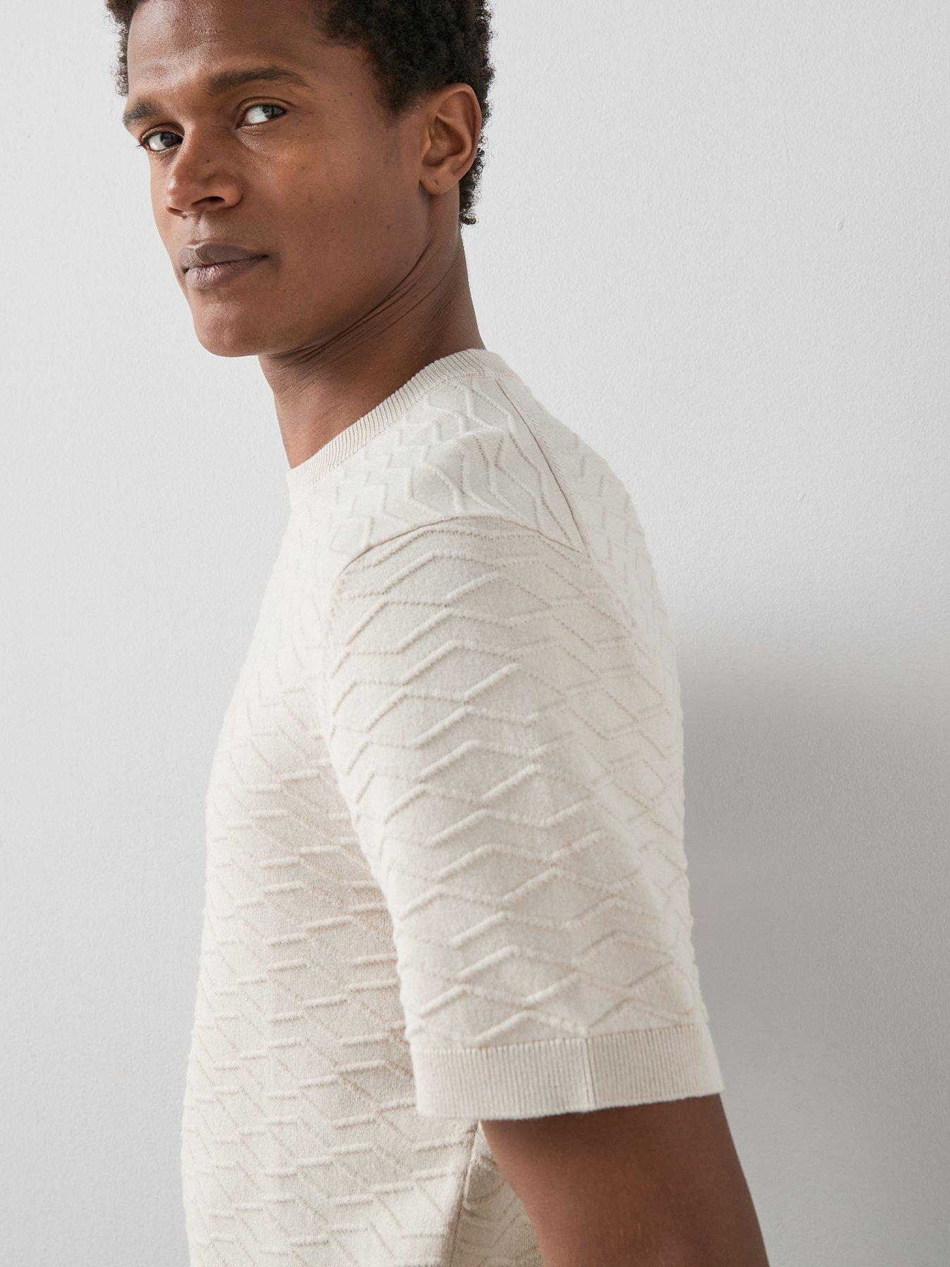 Image 6 of 7 of The Very Collection Short Sleeve Textured Knitted Tee - Beige
