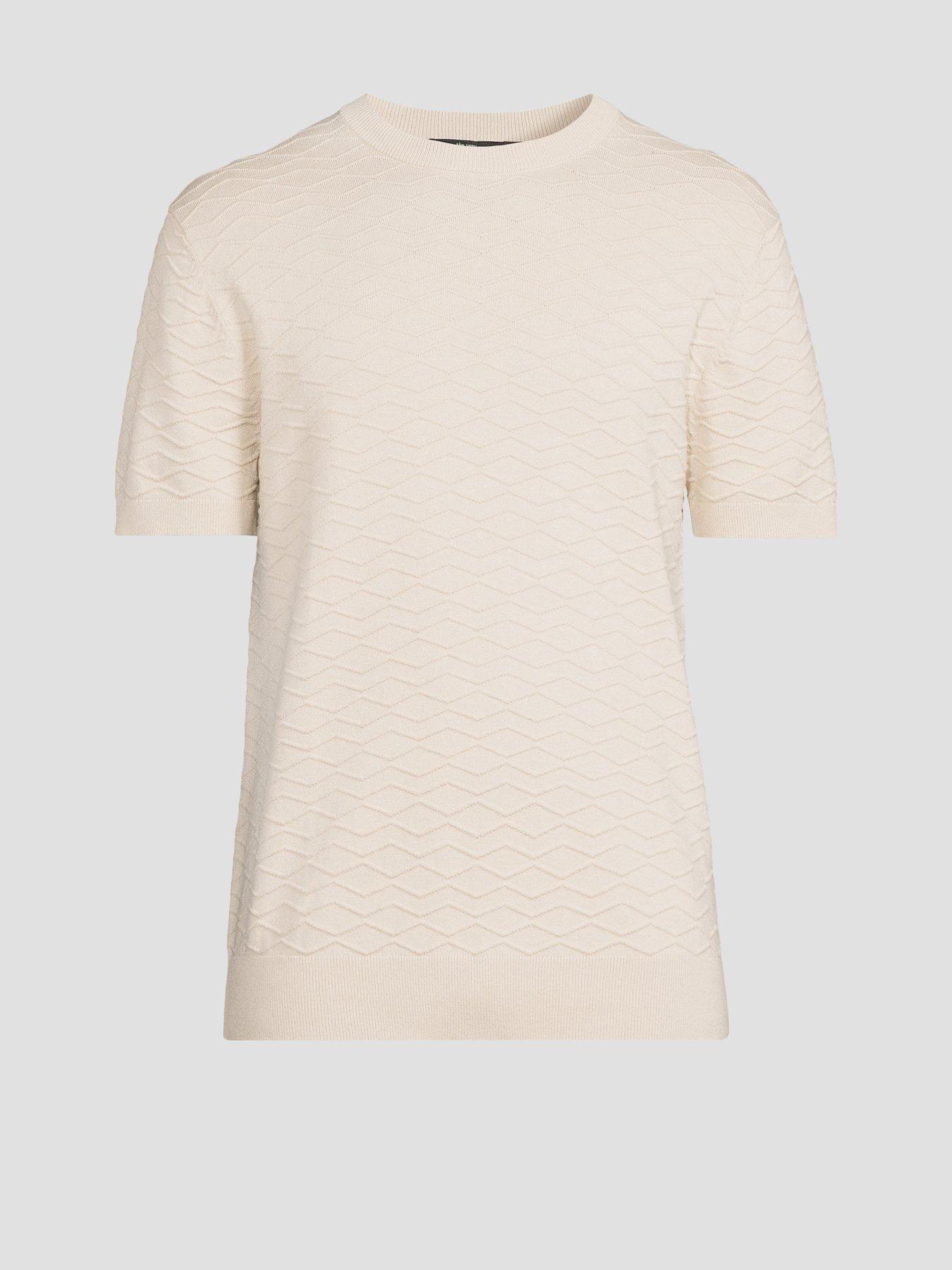 Image 7 of 7 of The Very Collection Short Sleeve Textured Knitted Tee - Beige