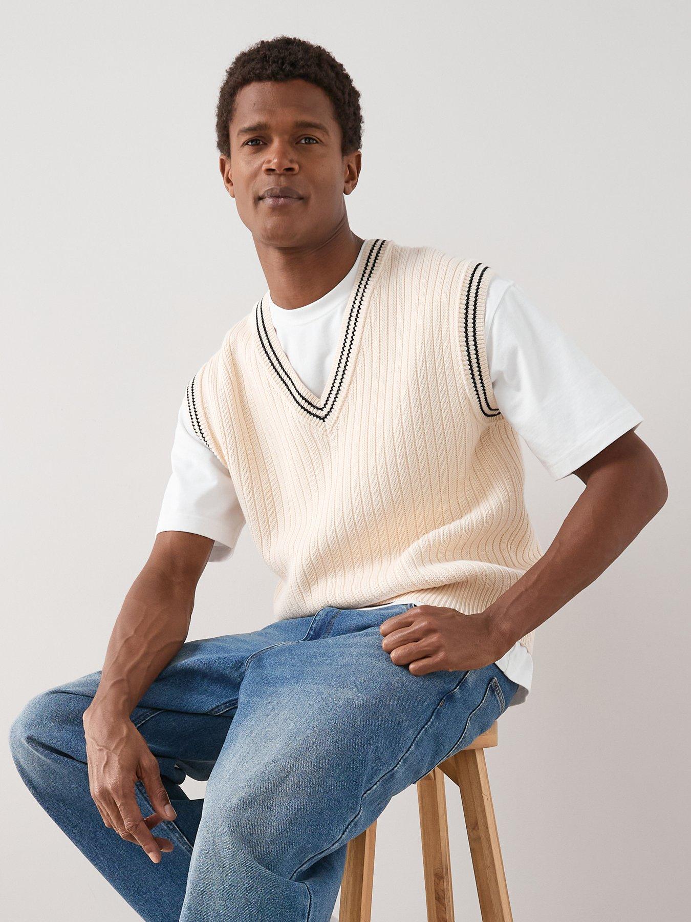 Image 1 of 7 of The Very Collection Pure Cotton Knitted Vest - Ecru