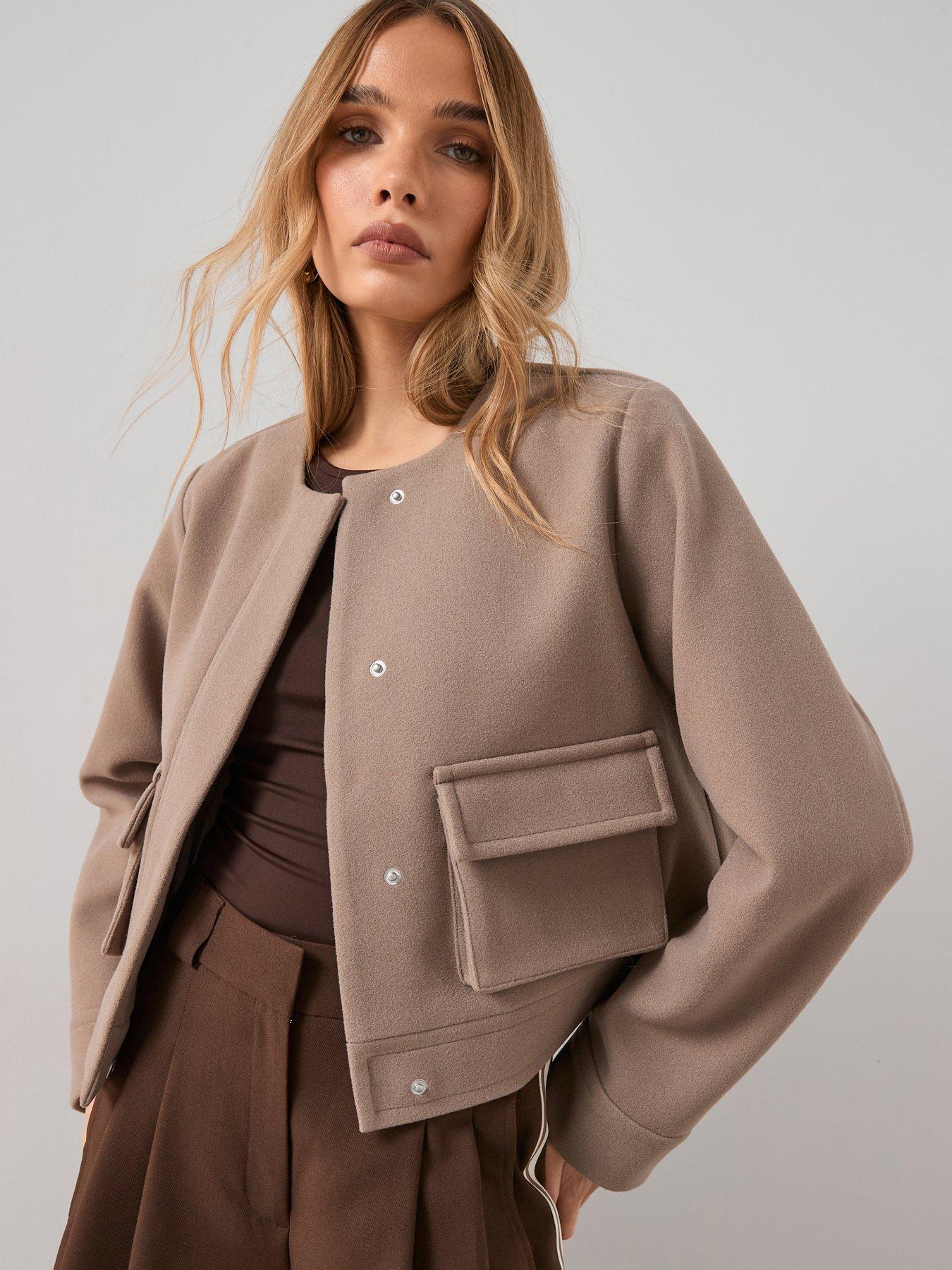 Image 1 of 6 of The Very Collection Faux Wool Collarless Jacket