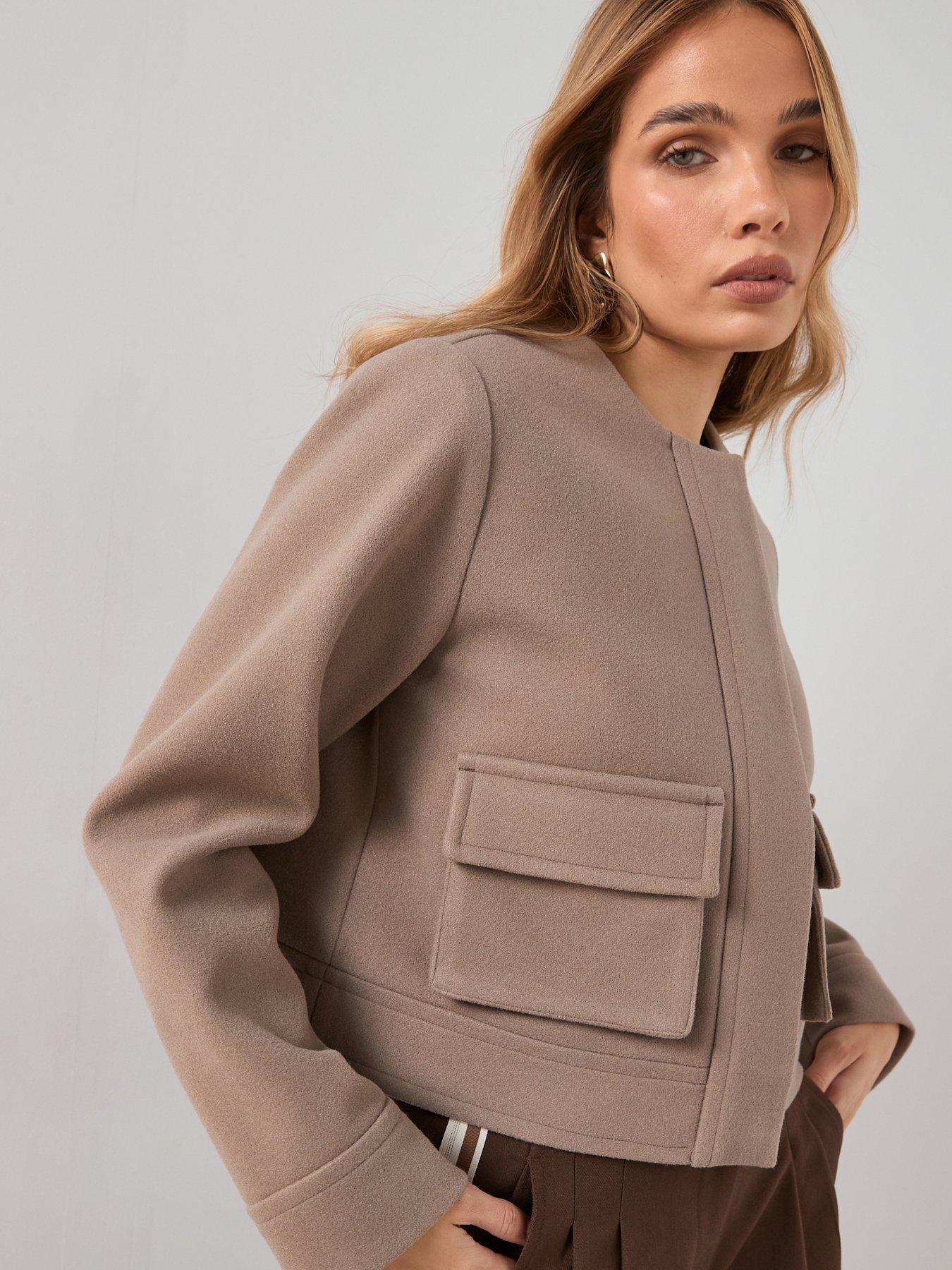 Image 4 of 6 of The Very Collection Faux Wool Collarless Jacket