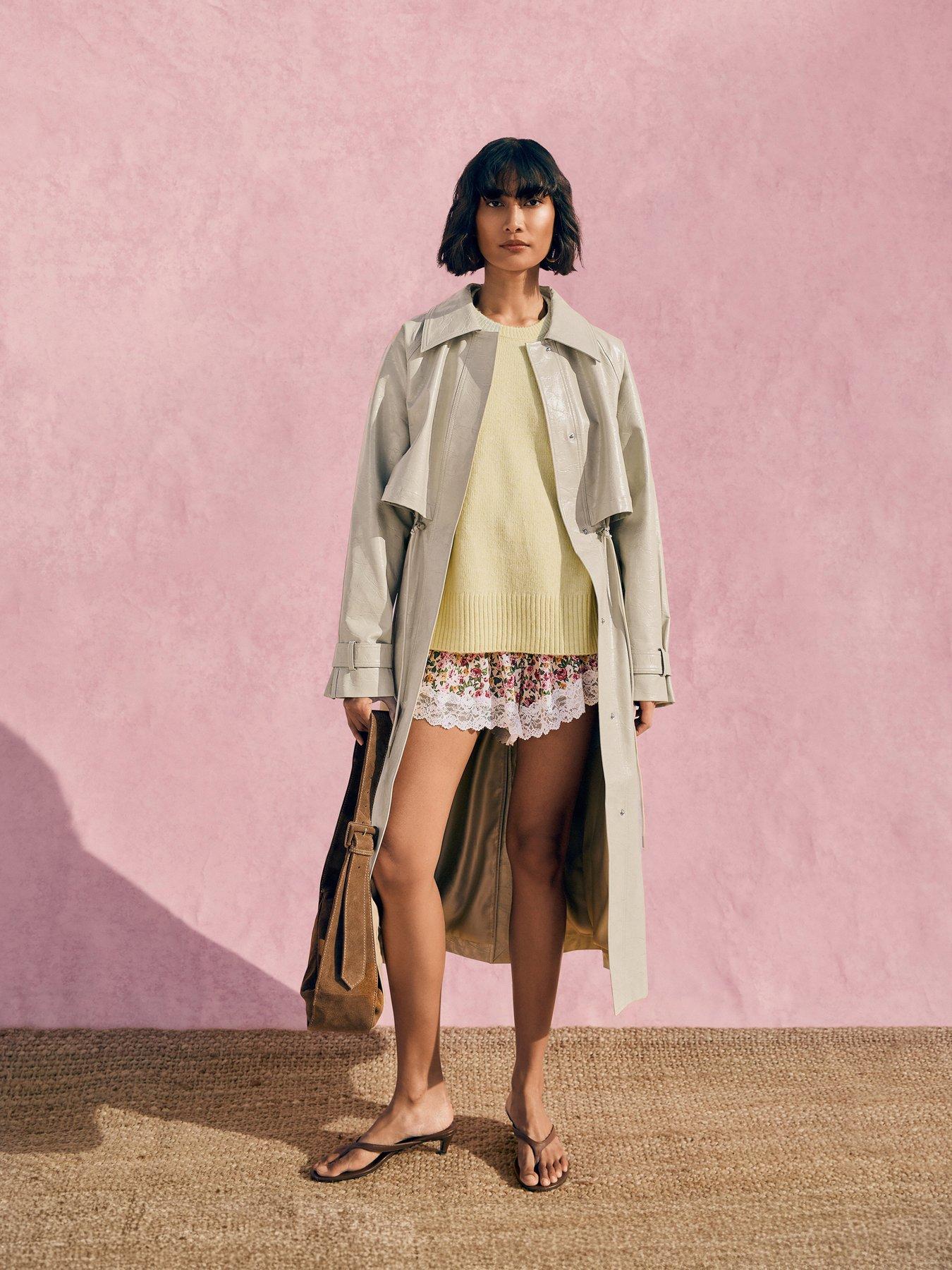 The Very Collection Faux Leather Trench Coat - Butter Lemon