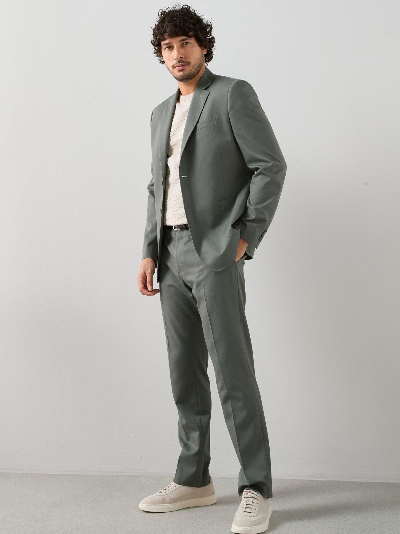 The Very Collection Regular Fit Textured Suit Trouser - Green
