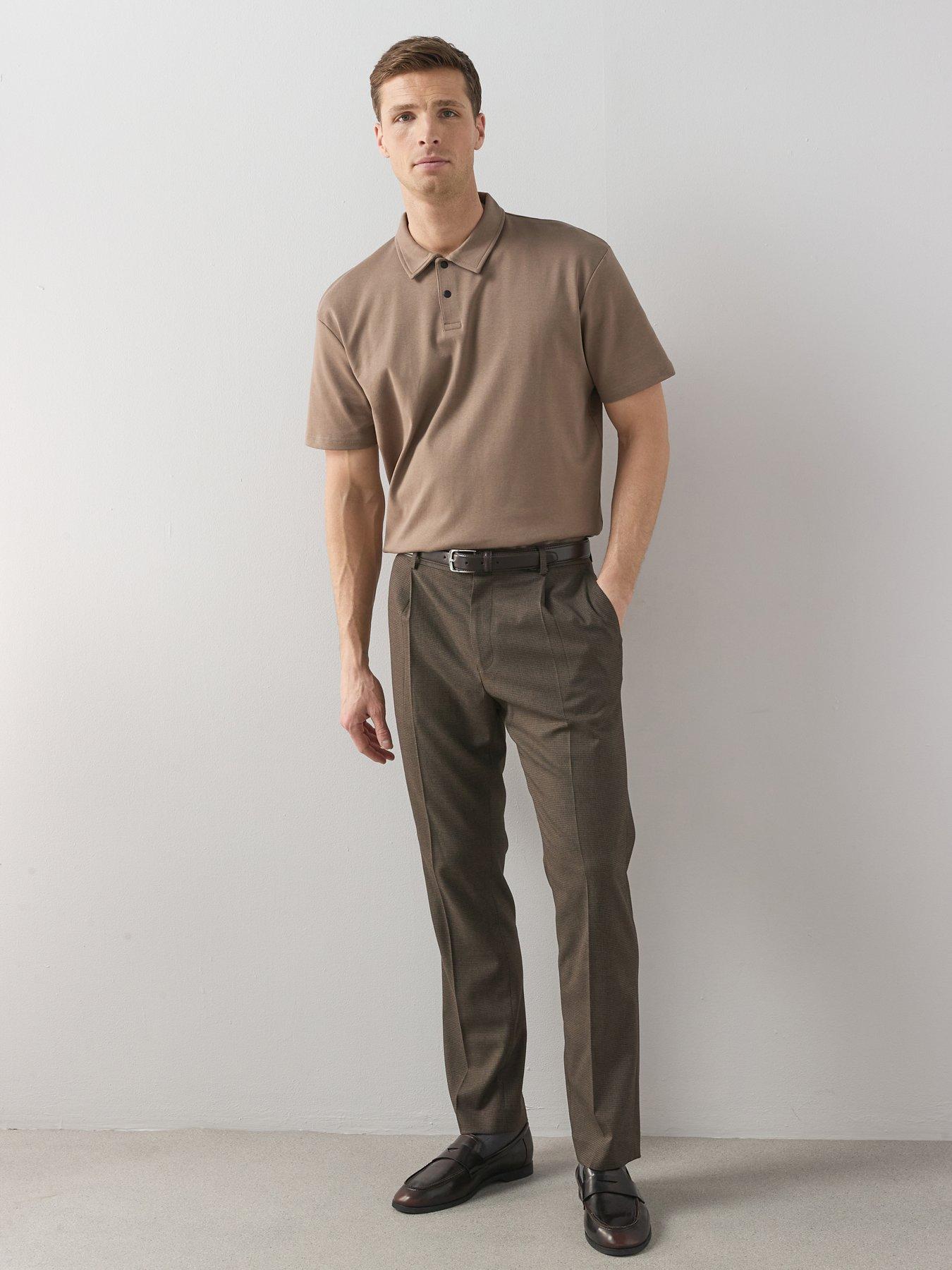 the-very-collection-slim-fit-micro-check-trousers-brownfront