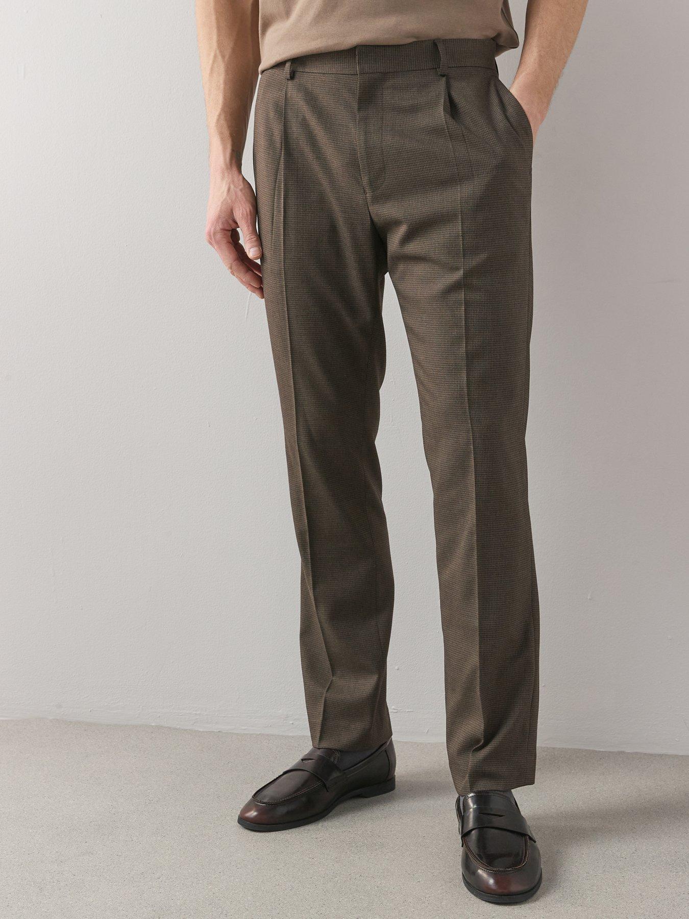 The Very Collection Slim Fit Micro Check Trousers - Brown