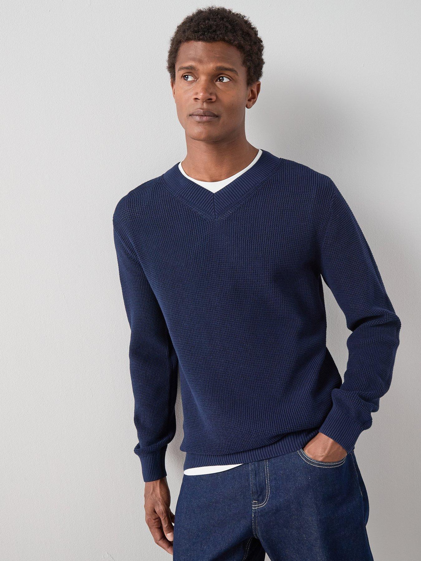 the-very-collection-wide-rib-knitted-v-neck-jumper-navyfront