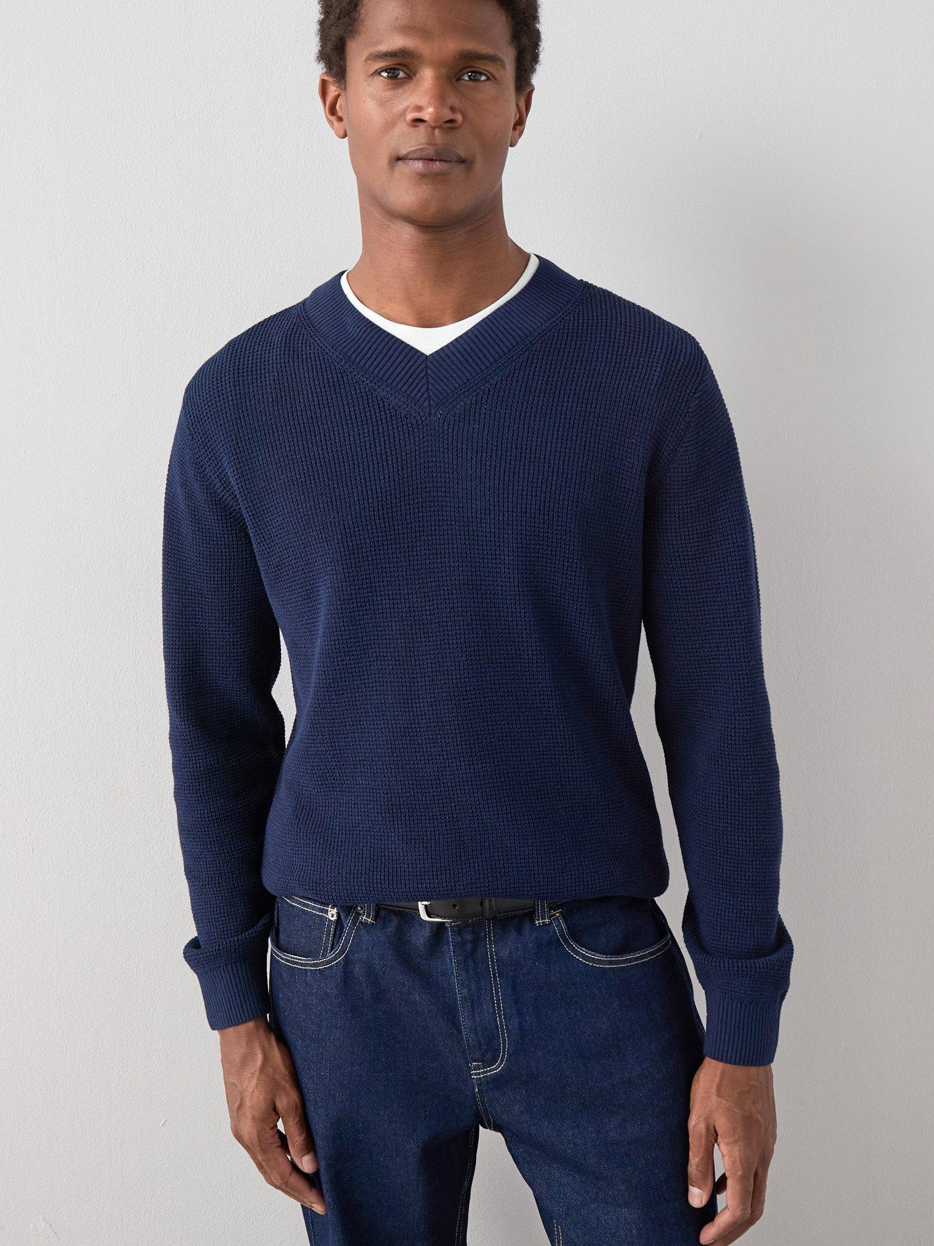 the-very-collection-wide-rib-knitted-v-neck-jumper-navyoutfit