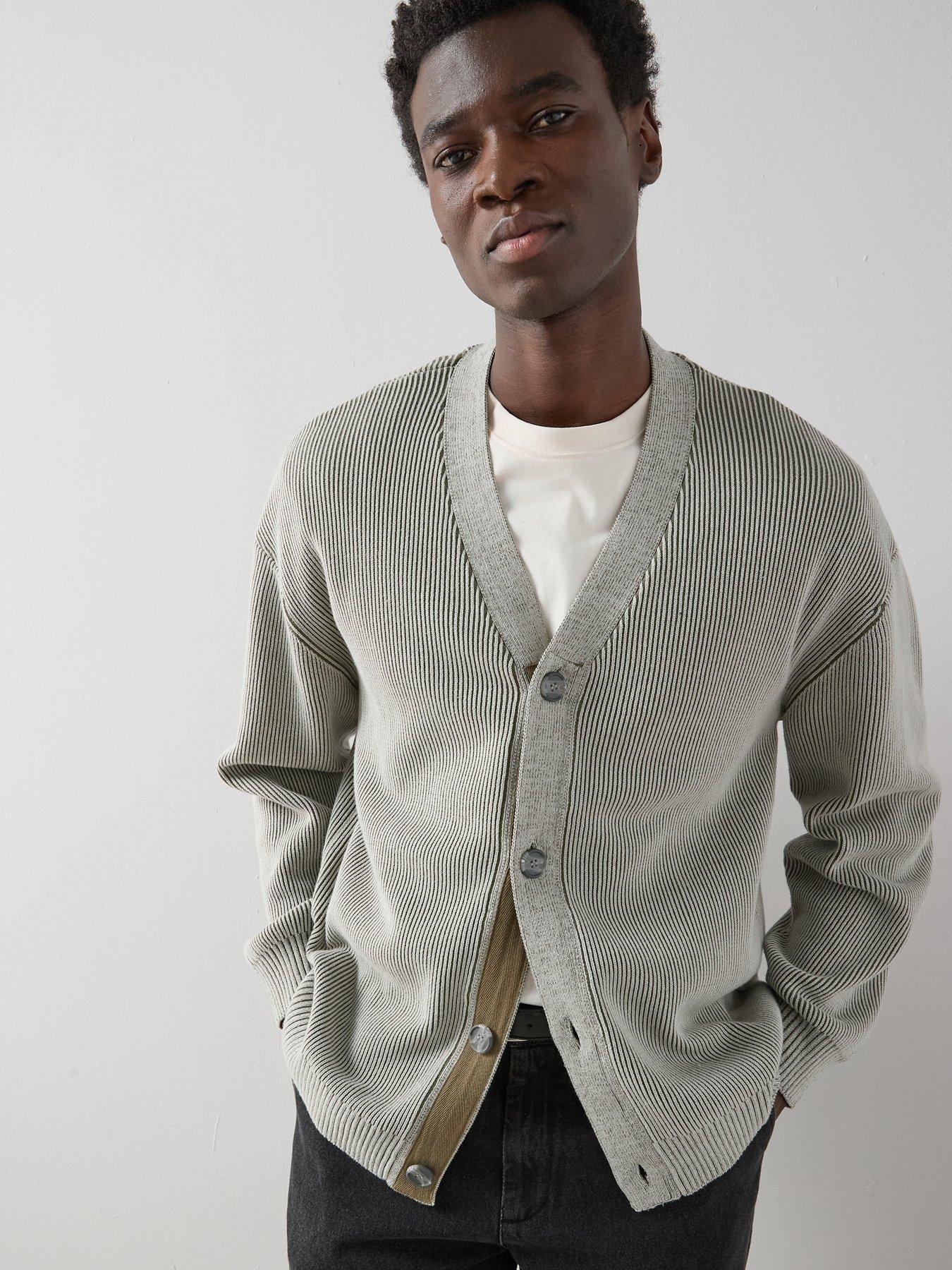 the-very-collection-pure-cotton-washed-button-up-ribbed-knitted-cardigan-greenfront