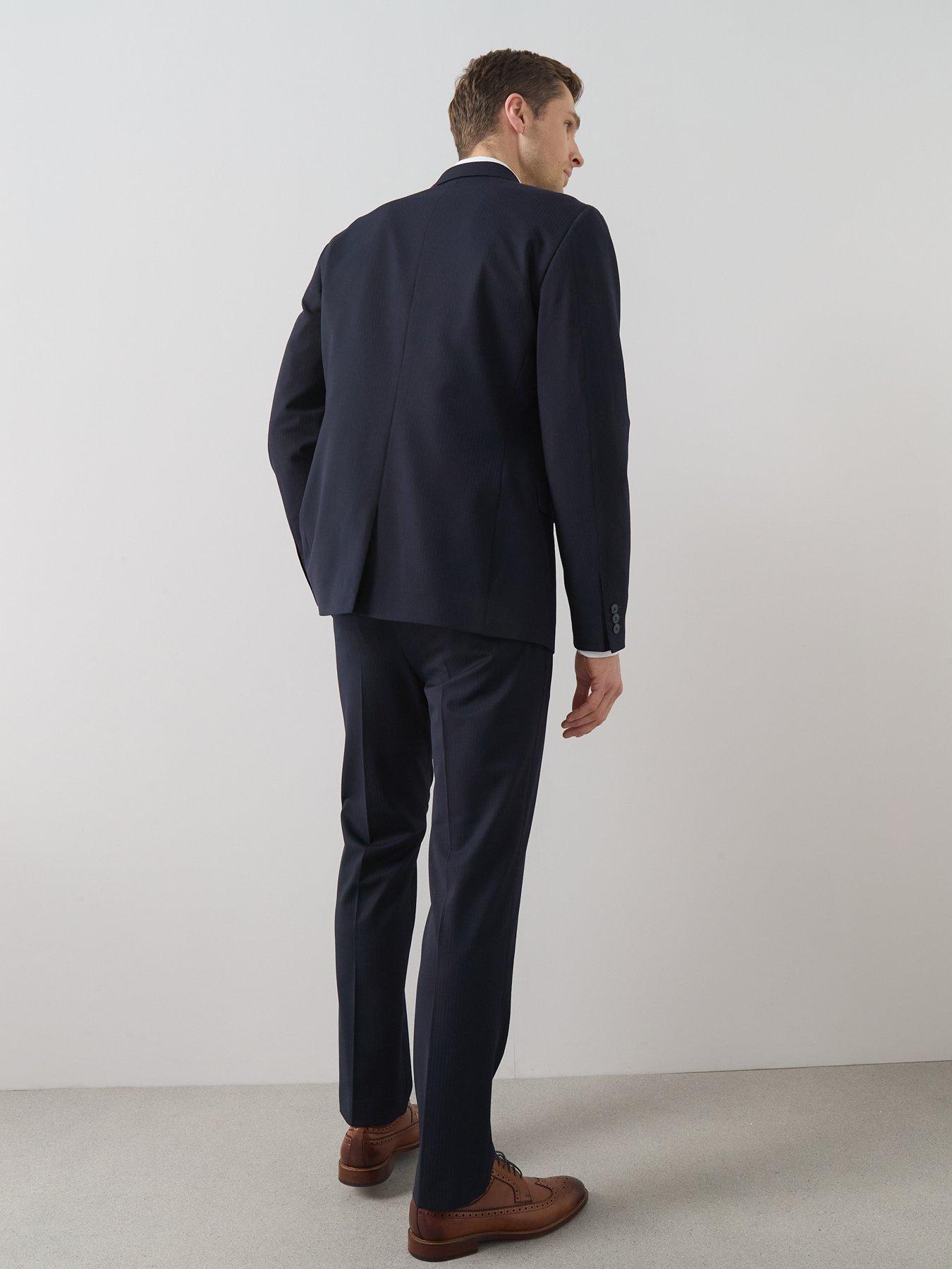 Image 2 of 6 of The Very Collection Regular Fit Double Breasted Jacquard Suit Jacket - Navy
