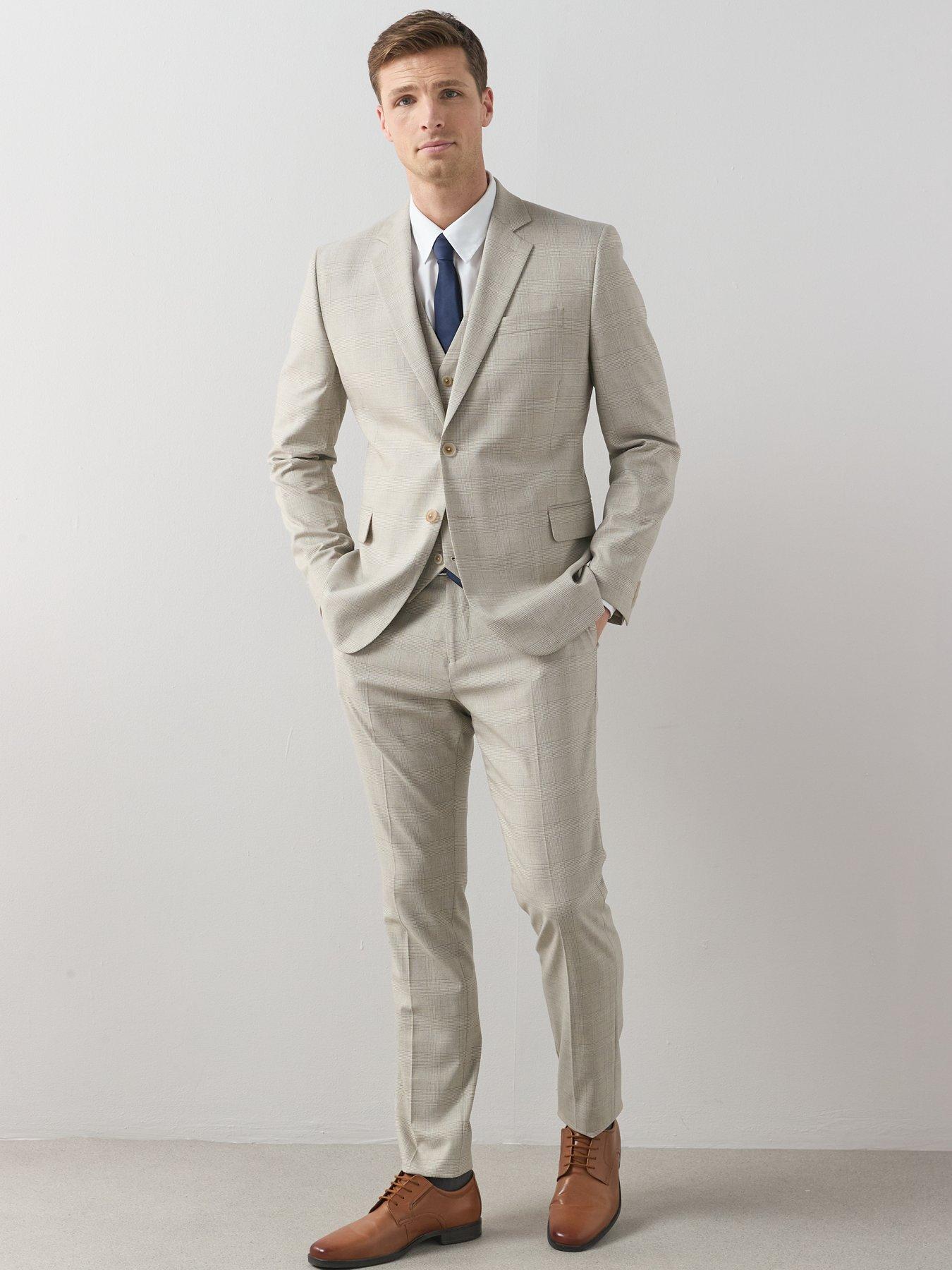 Image 5 of 6 of The Very Collection Checked Waistcoat - Stone
