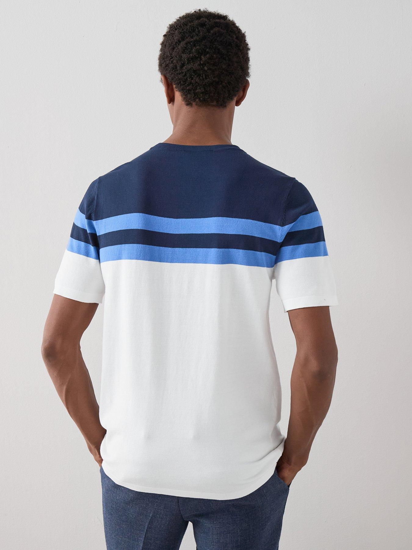 Image 2 of 7 of The Very Collection Knitted Stripe T-Shirt - Blue
