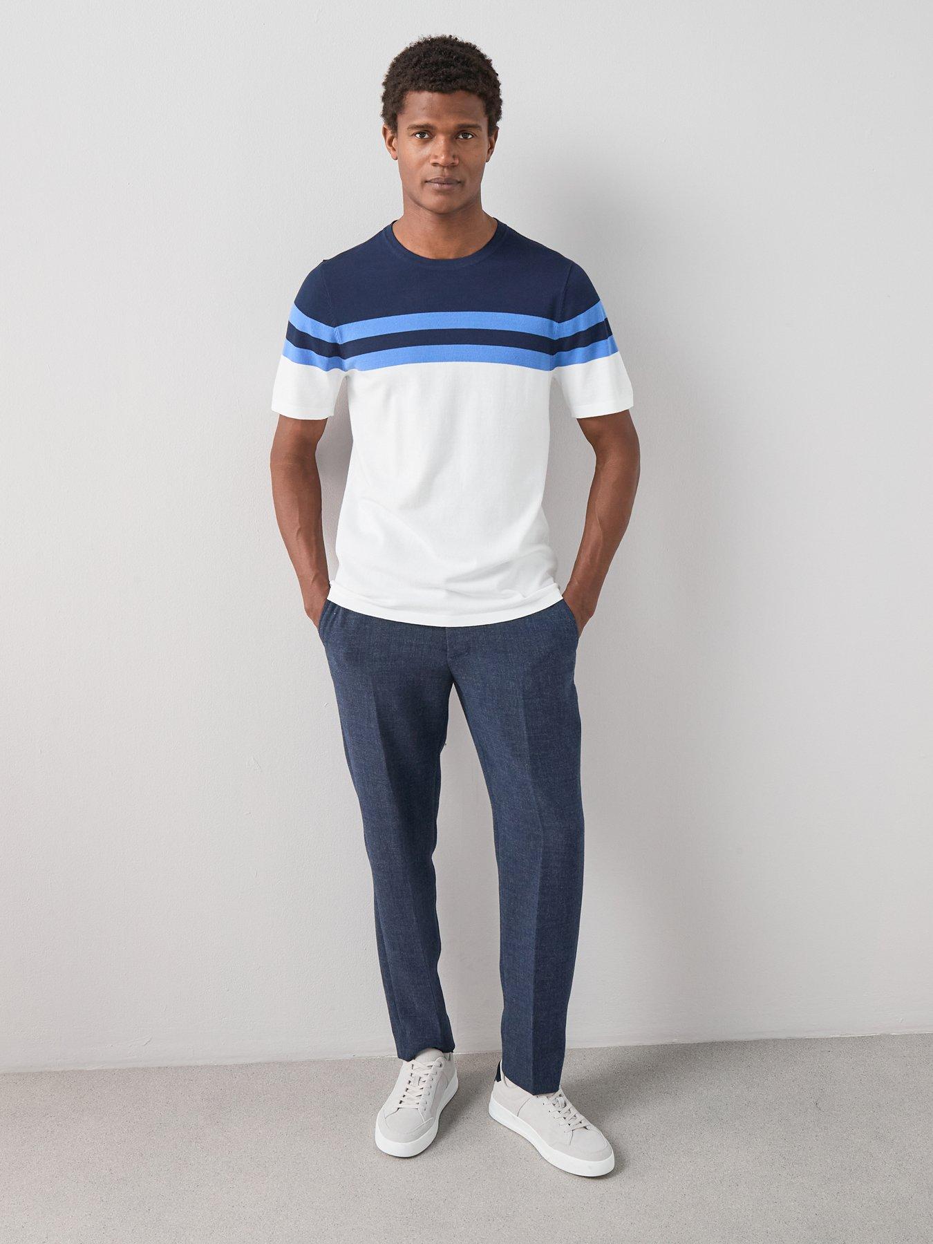 Image 3 of 7 of The Very Collection Knitted Stripe T-Shirt - Blue