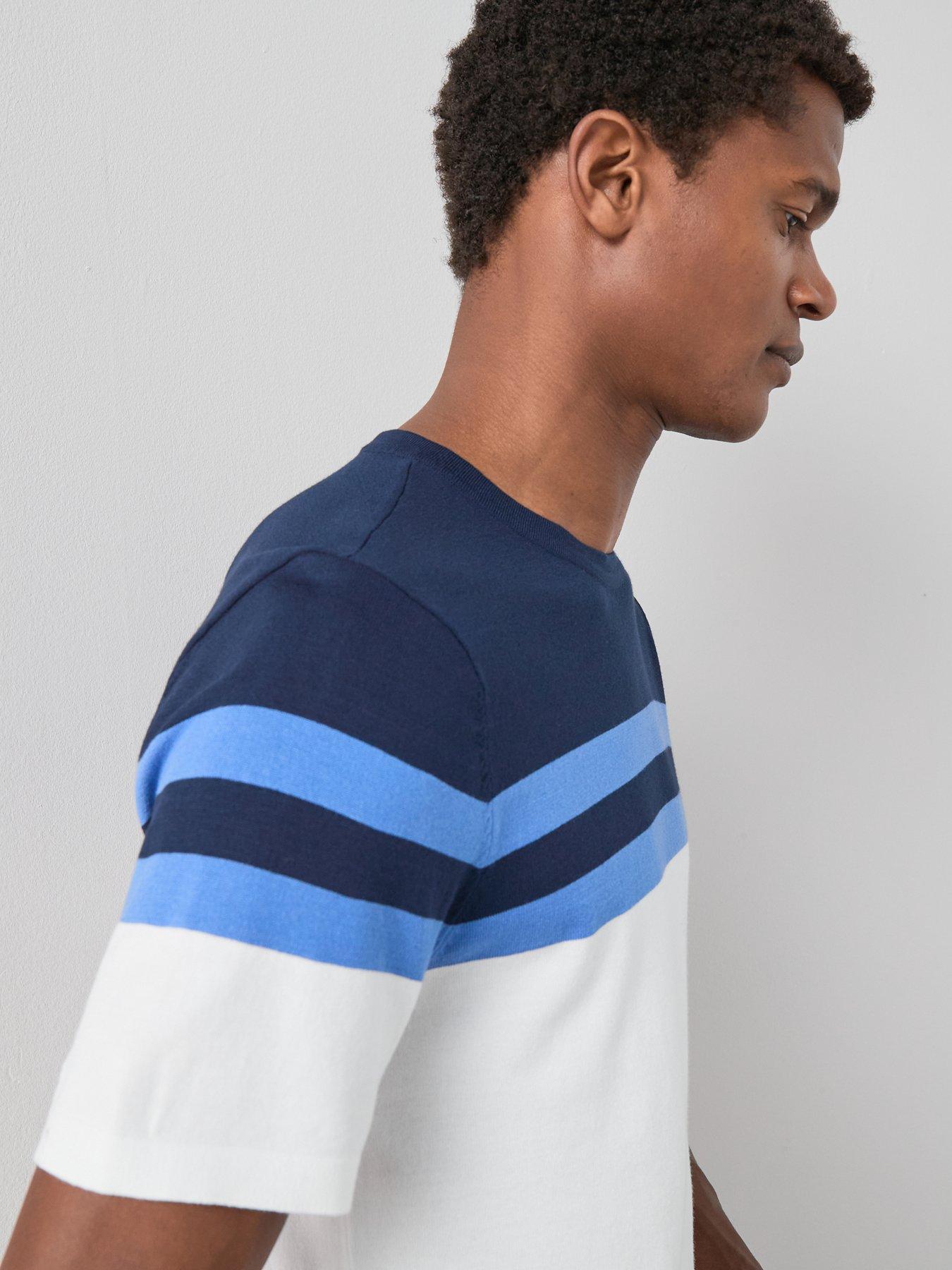 Image 4 of 7 of The Very Collection Knitted Stripe T-Shirt - Blue