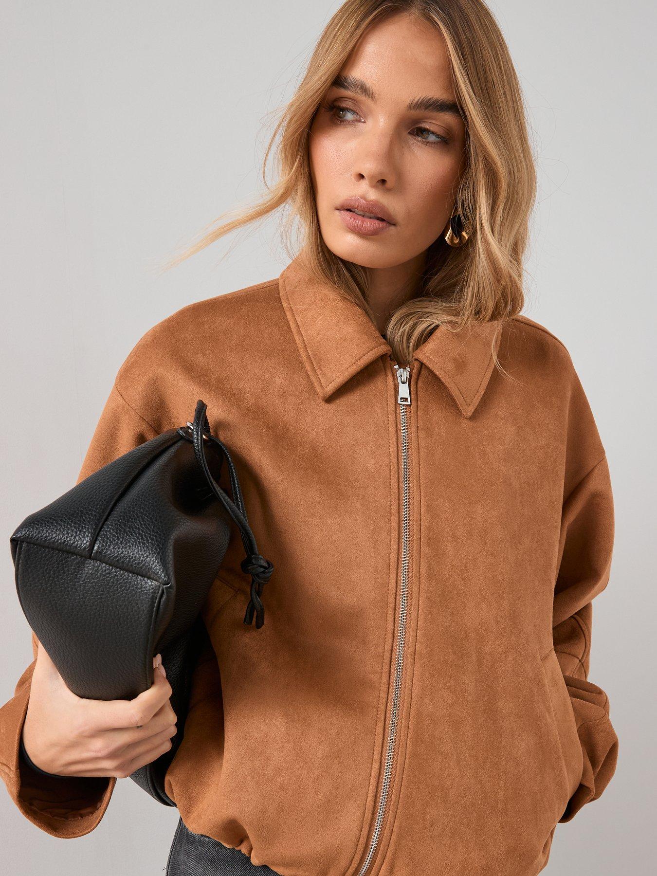 the-very-collection-faux-suede-adjustable-hem-jacket-brownoutfit