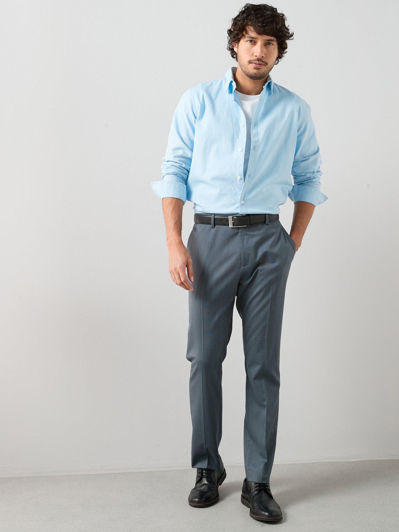 The Very Collection Regular Fit Wool Blend Suit Trousers - Blue