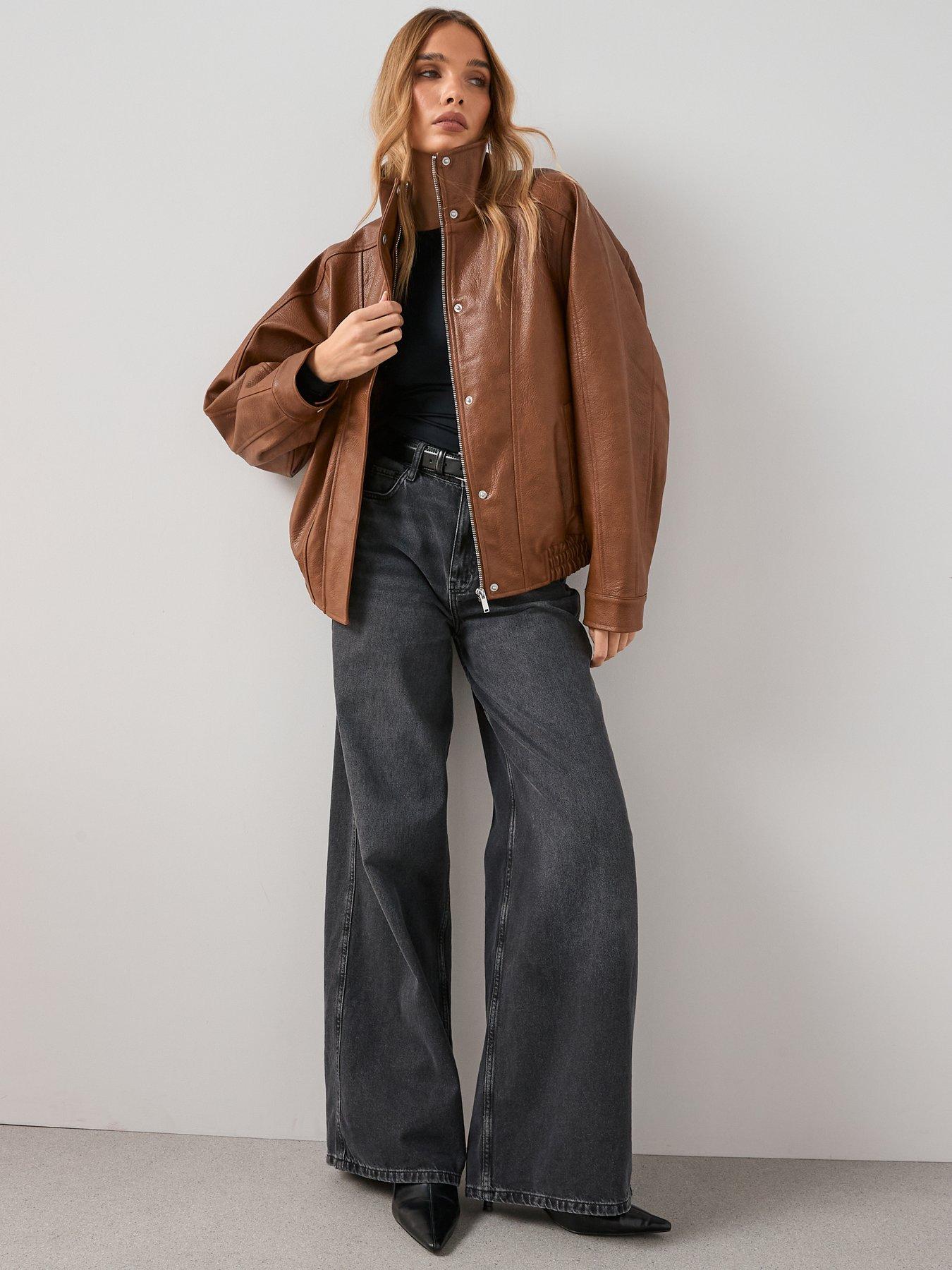 The Very Collection Funnel Neck Bomber Jacket - Light Brown