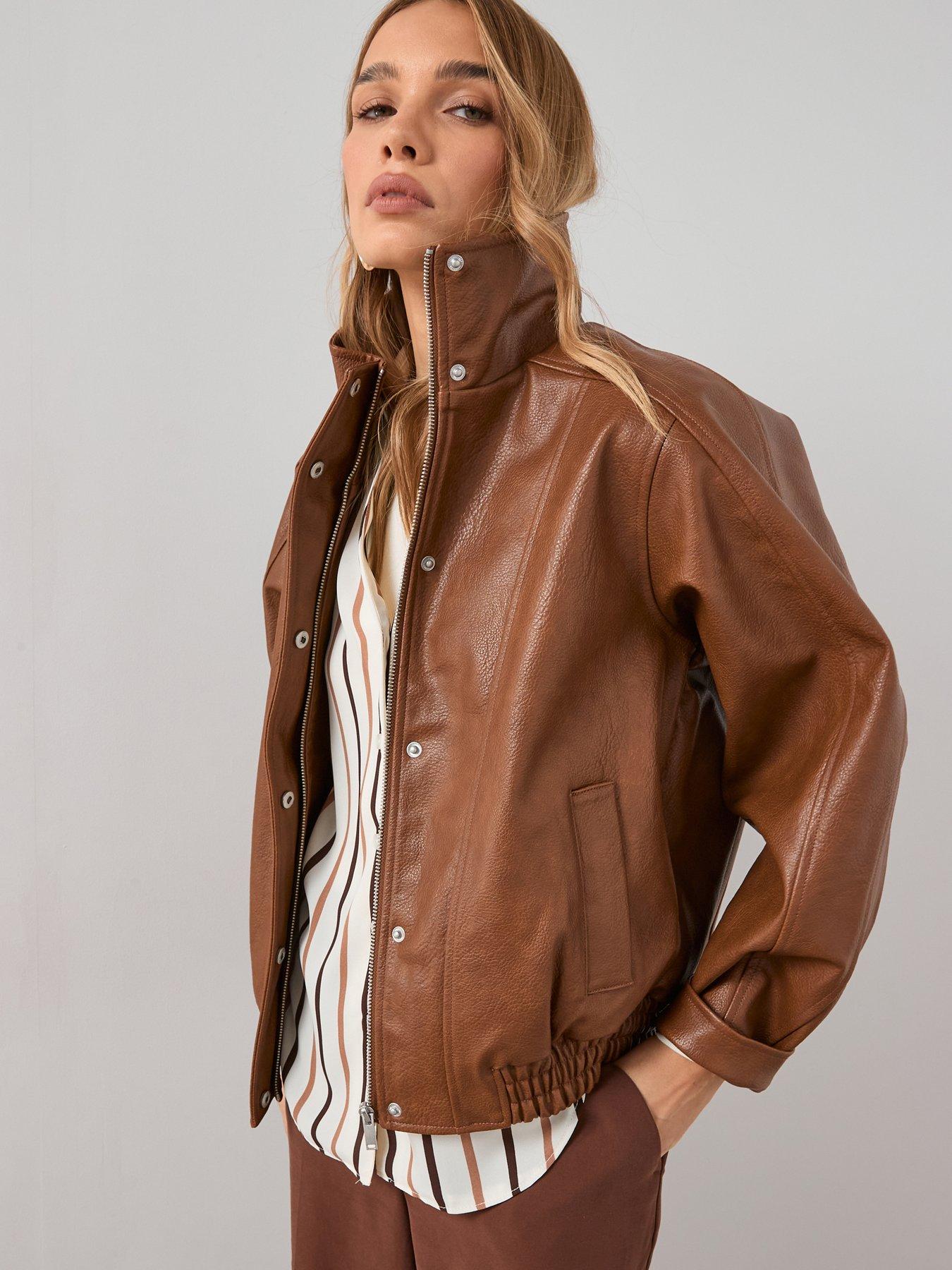 Image 4 of 6 of The Very Collection Faux Leather Bomber Jacket