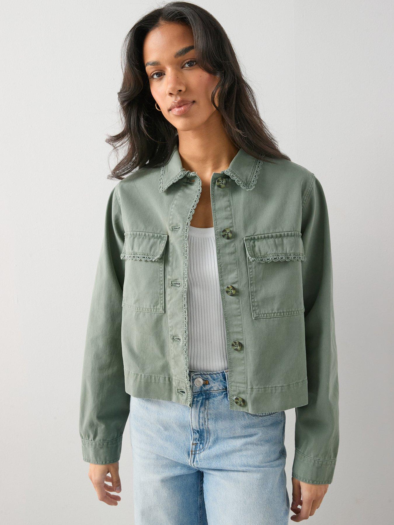 Image 1 of 7 of The Very Collection Trim Detail Utility Jacket - Khaki