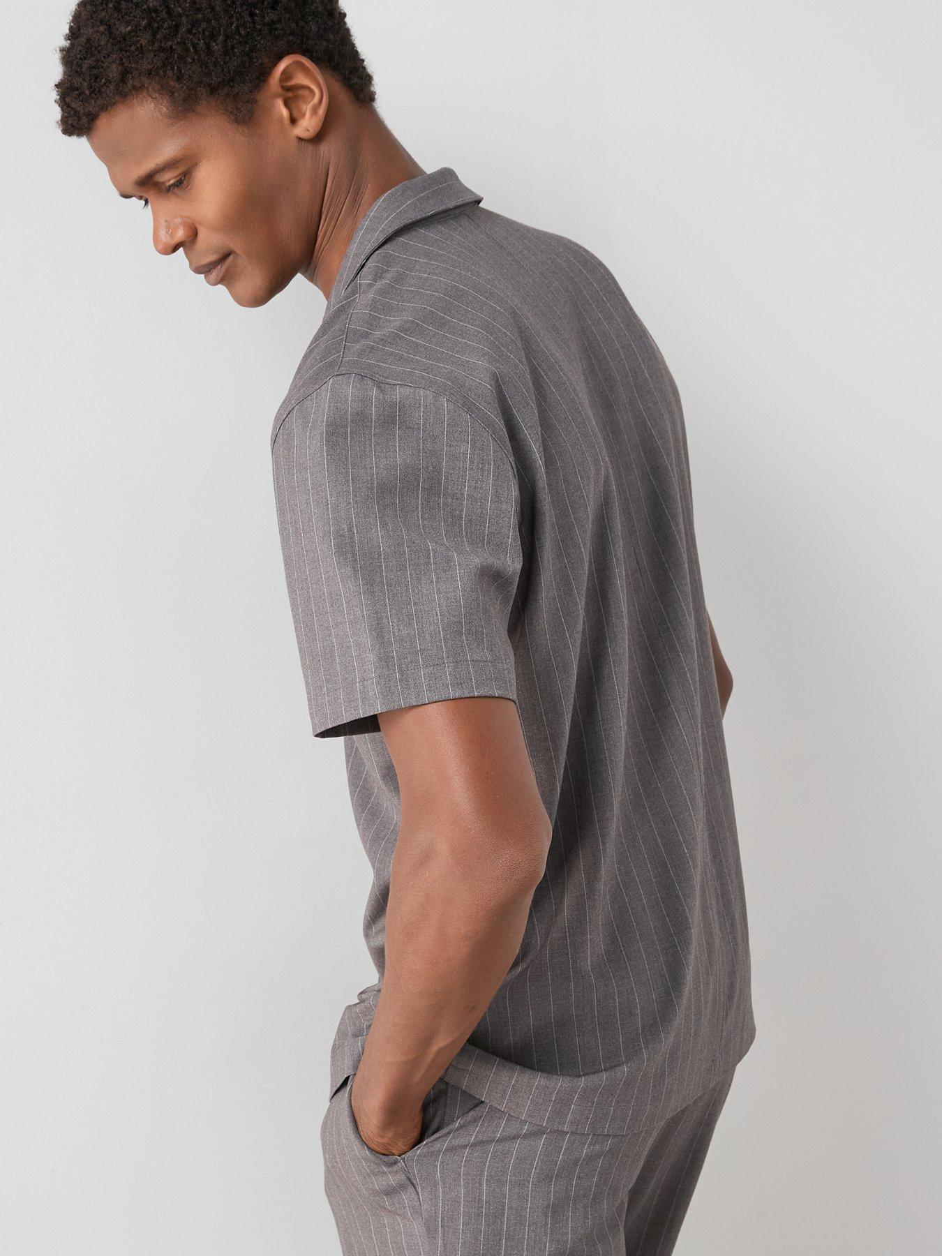 the-very-collection-short-sleeve-pinstripe-shirt-greystillFront