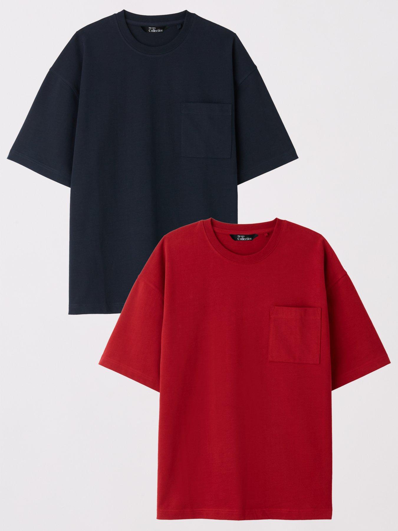 The Very Collection Pure Cotton 2 Pack Premium Relaxed Fit Pocket T-shirt - Navy/dark Red