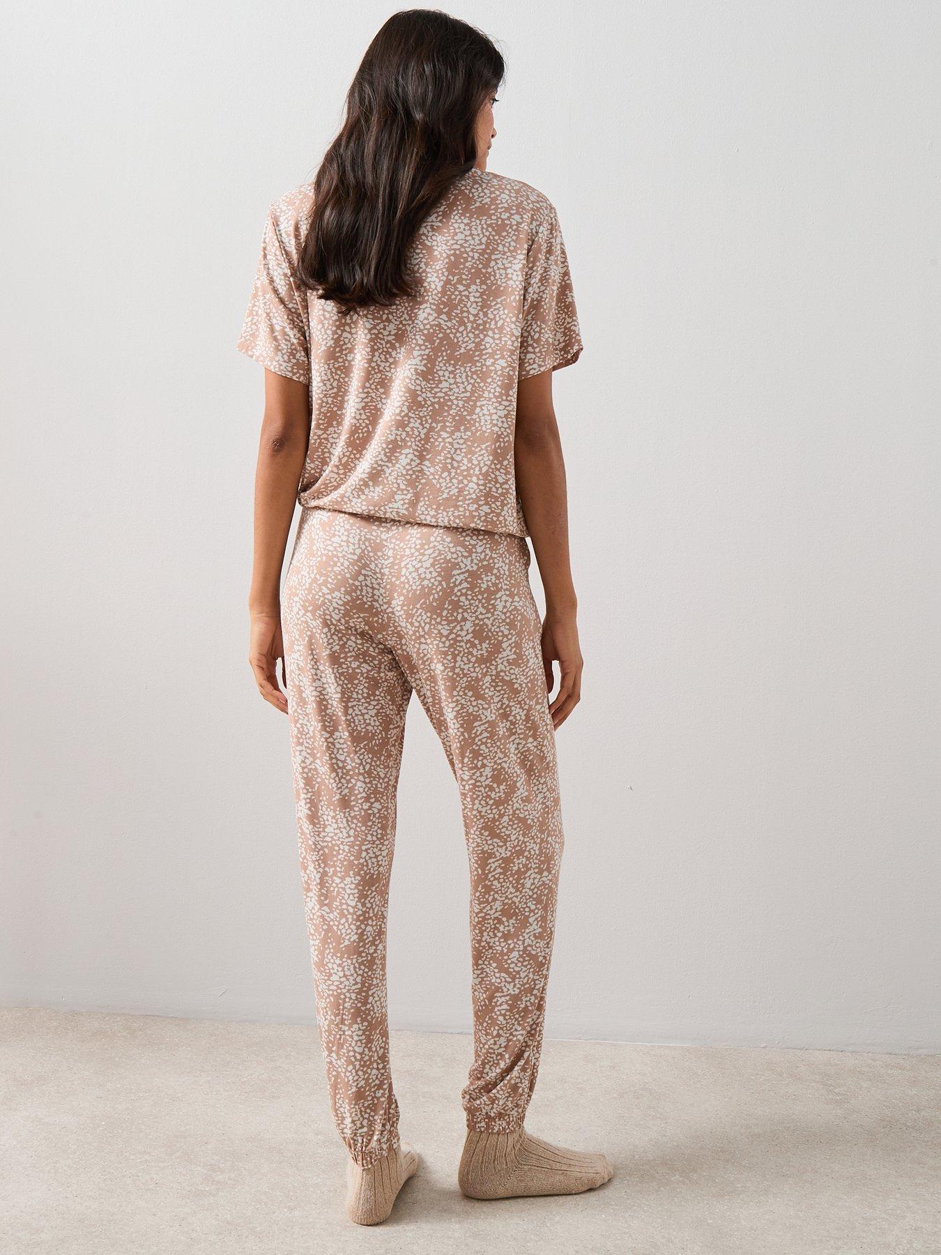 Image 2 of 7 of The Very Collection Slouchy Animal Print Pyjama Set - Beige