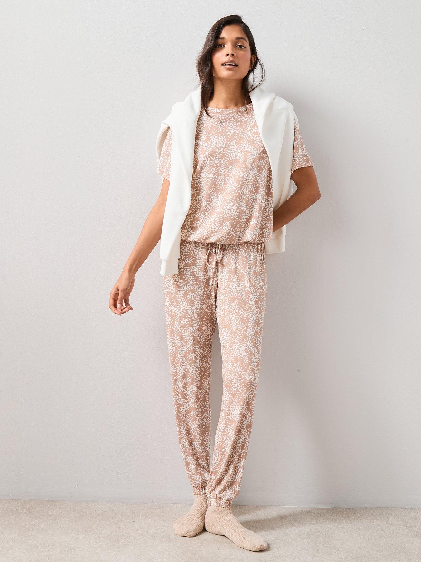 Image 3 of 7 of The Very Collection Slouchy Animal Print Pyjama Set - Beige