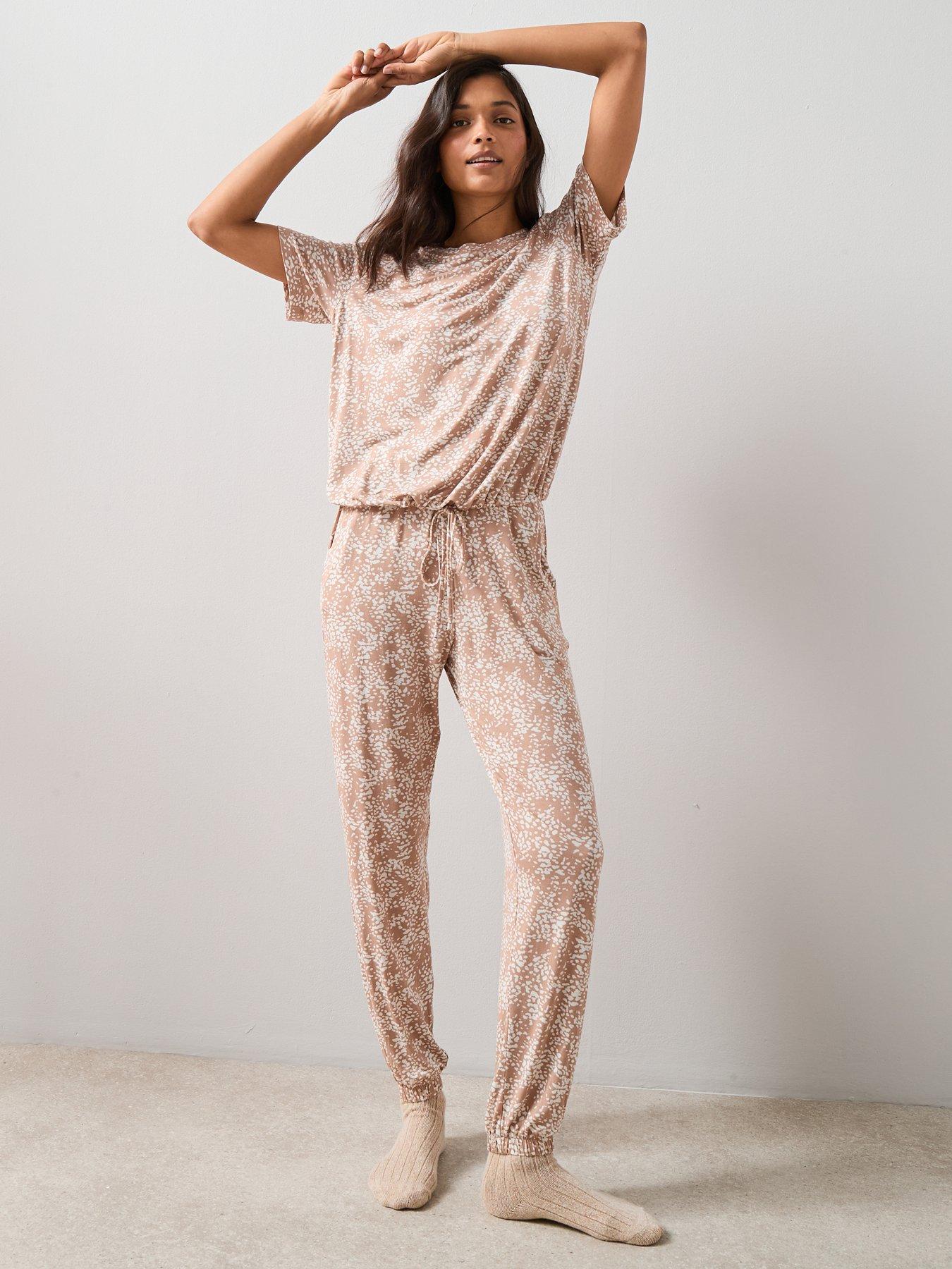 Image 5 of 7 of The Very Collection Slouchy Animal Print Pyjama Set - Beige
